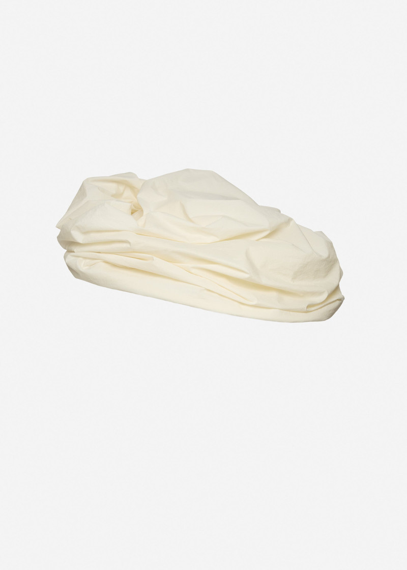Oversized crinkled taffeta draped hat in cream 1