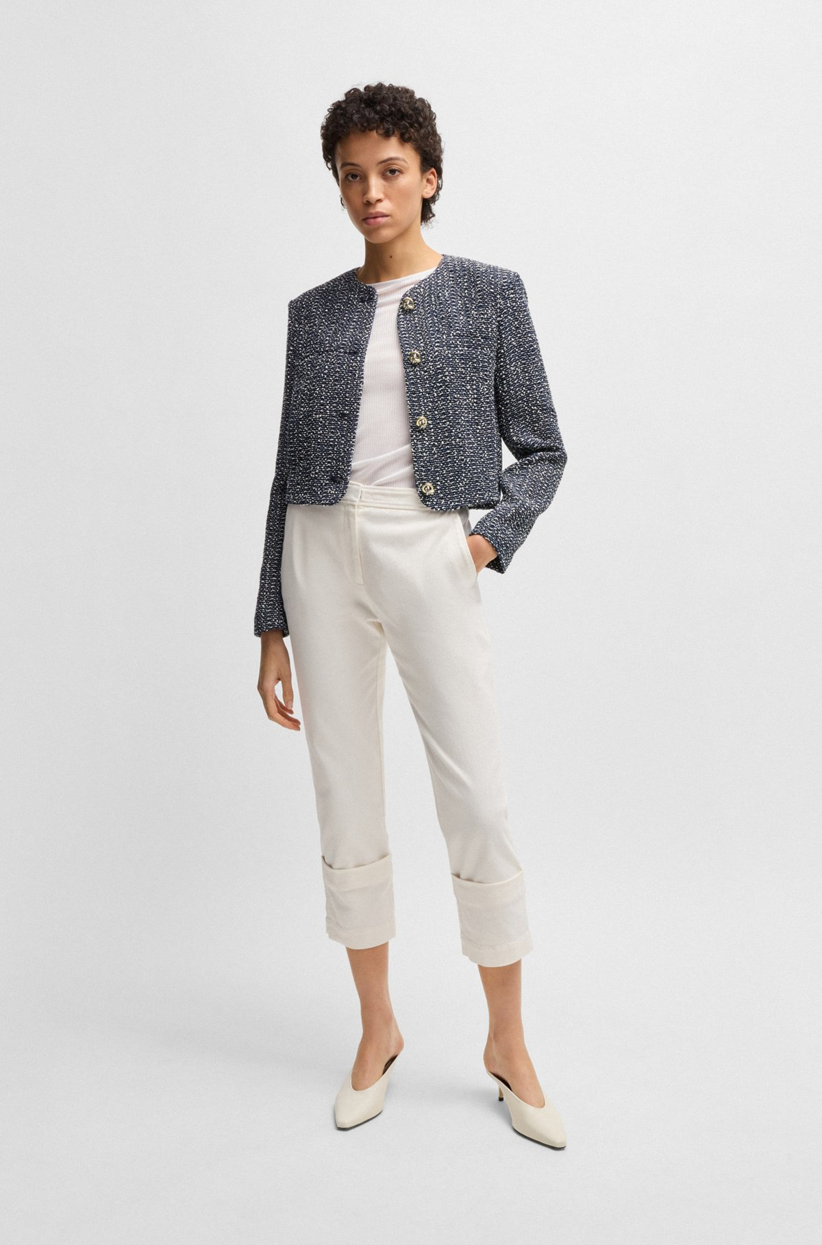 COLLARLESS JACKET IN TWO-TONE TWEED - 3