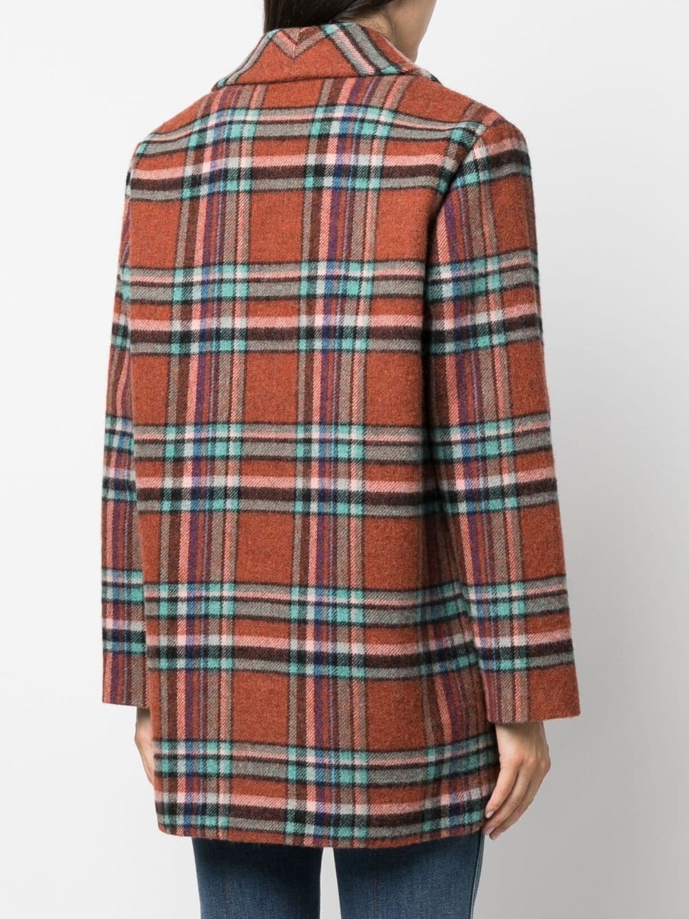 check-pattern single-breasted wool coat - 4