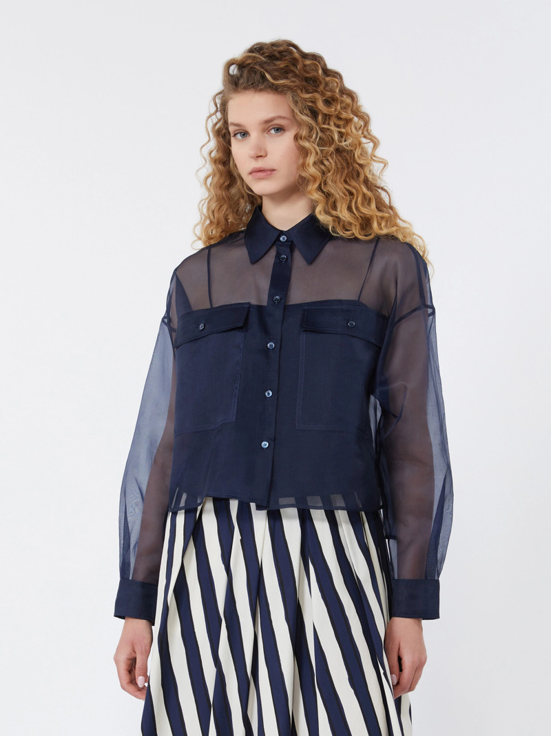 COLOMBA Silk organza shirt - NAVY 3