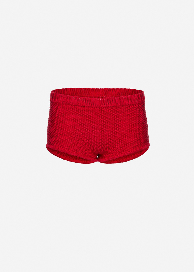 Cotton and linen knit shorts in red 1