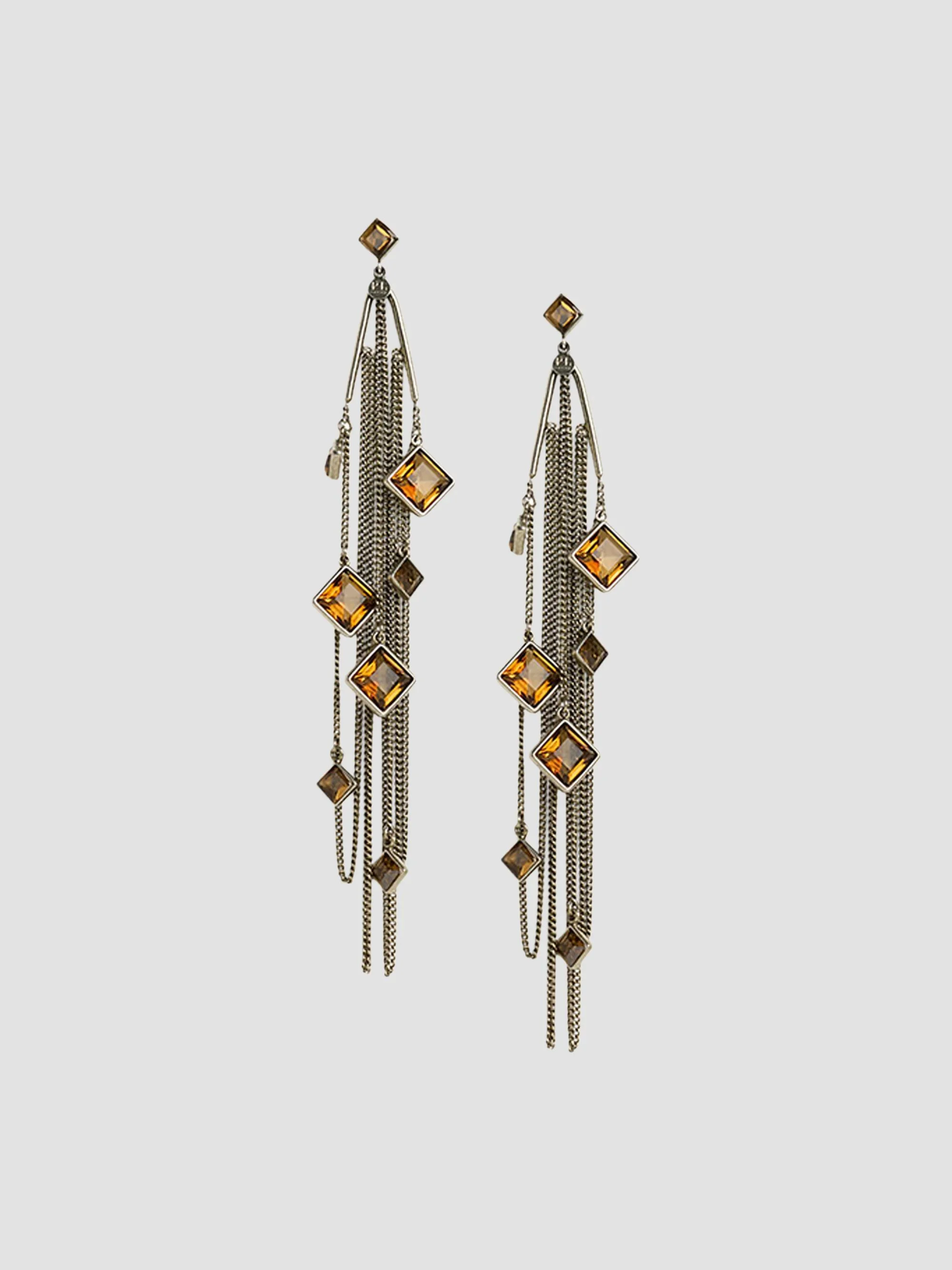Women's Antiqued Fringe Stone Earrings - Antique Silver - 1