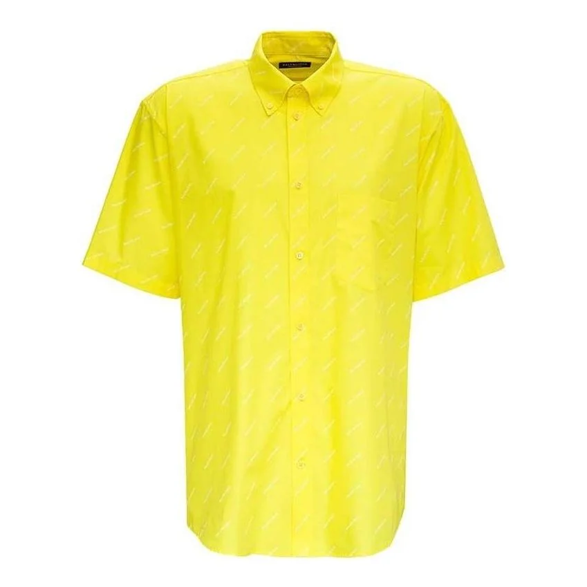 Balenciaga All Over Logo Shirt 'Yellow White' 534332TBL967201 - 1