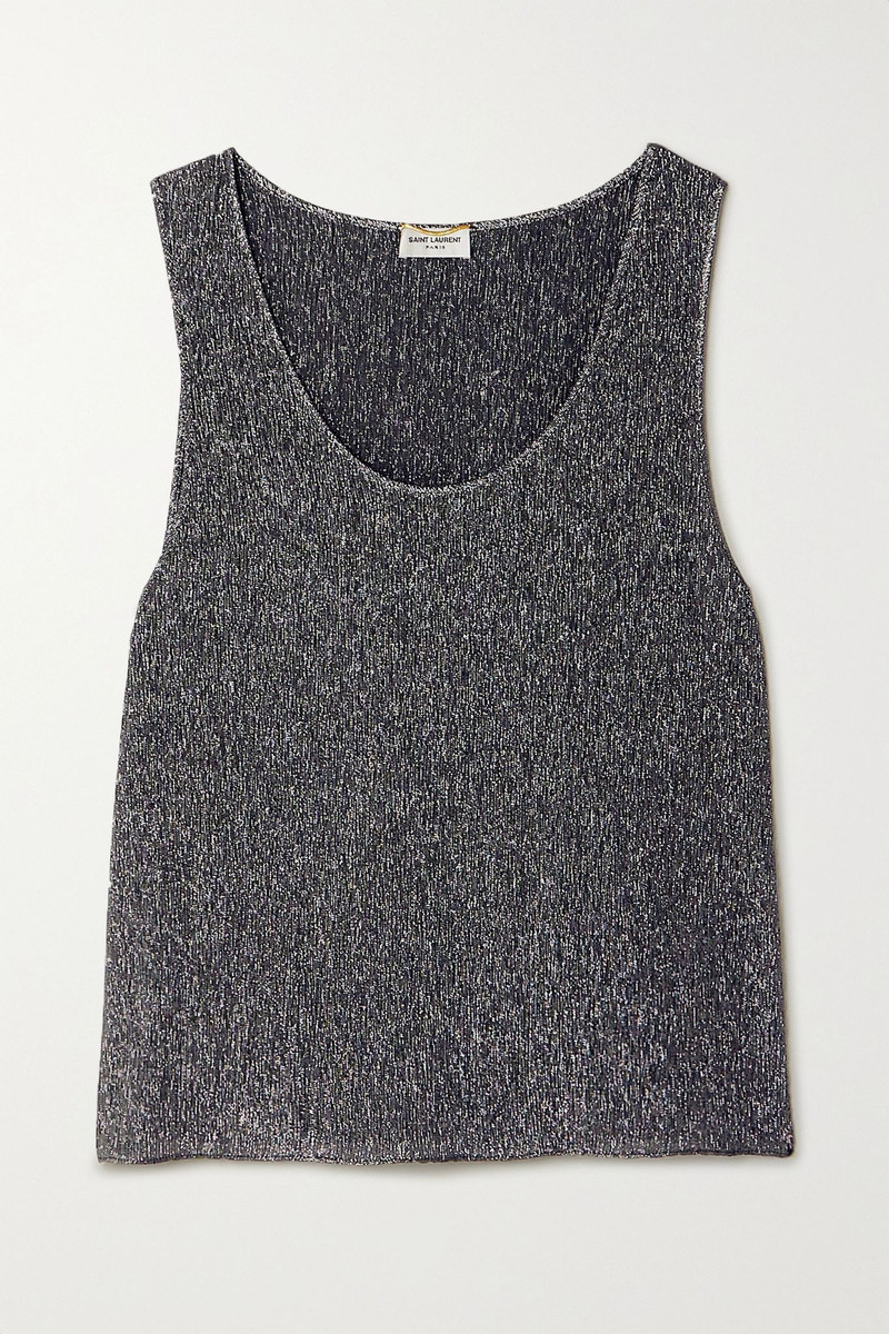 SAINT LAURENT Metallic silk-blend tank outlook