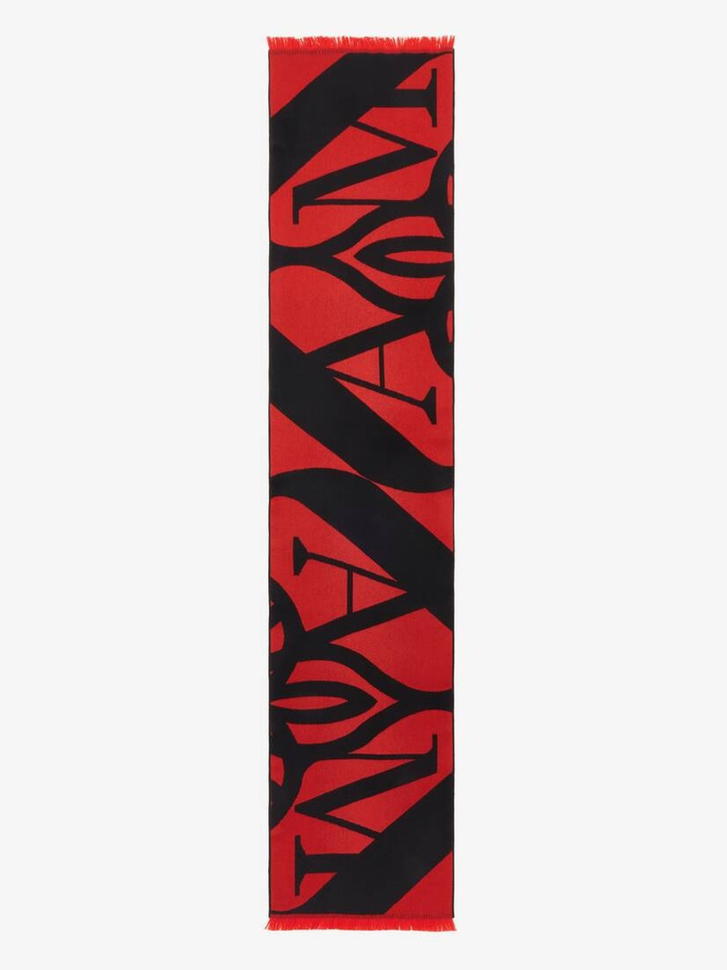 Men's Exploded Seal Logo Scarf in Scarlet/black 1