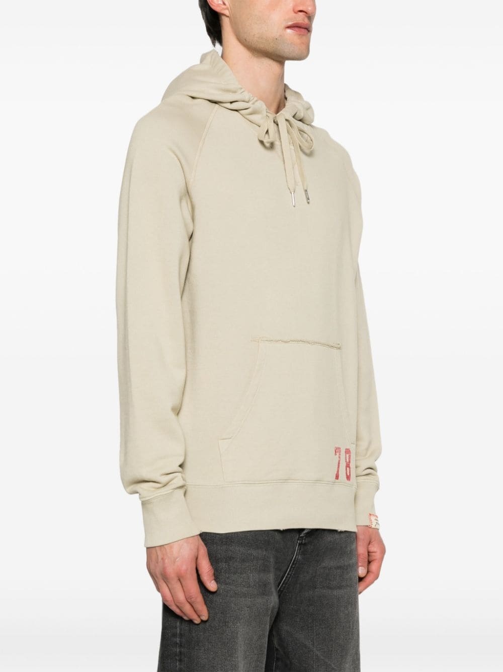 number-print cotton hoodie - 3