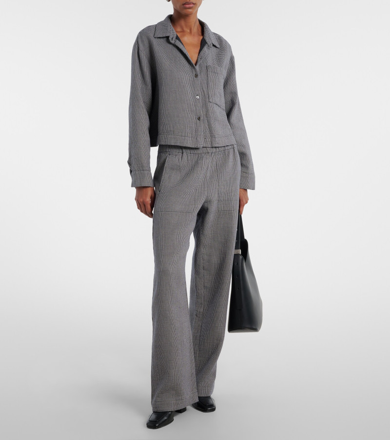 velvet Braylen houndstooth cotton wide-leg pants outlook
