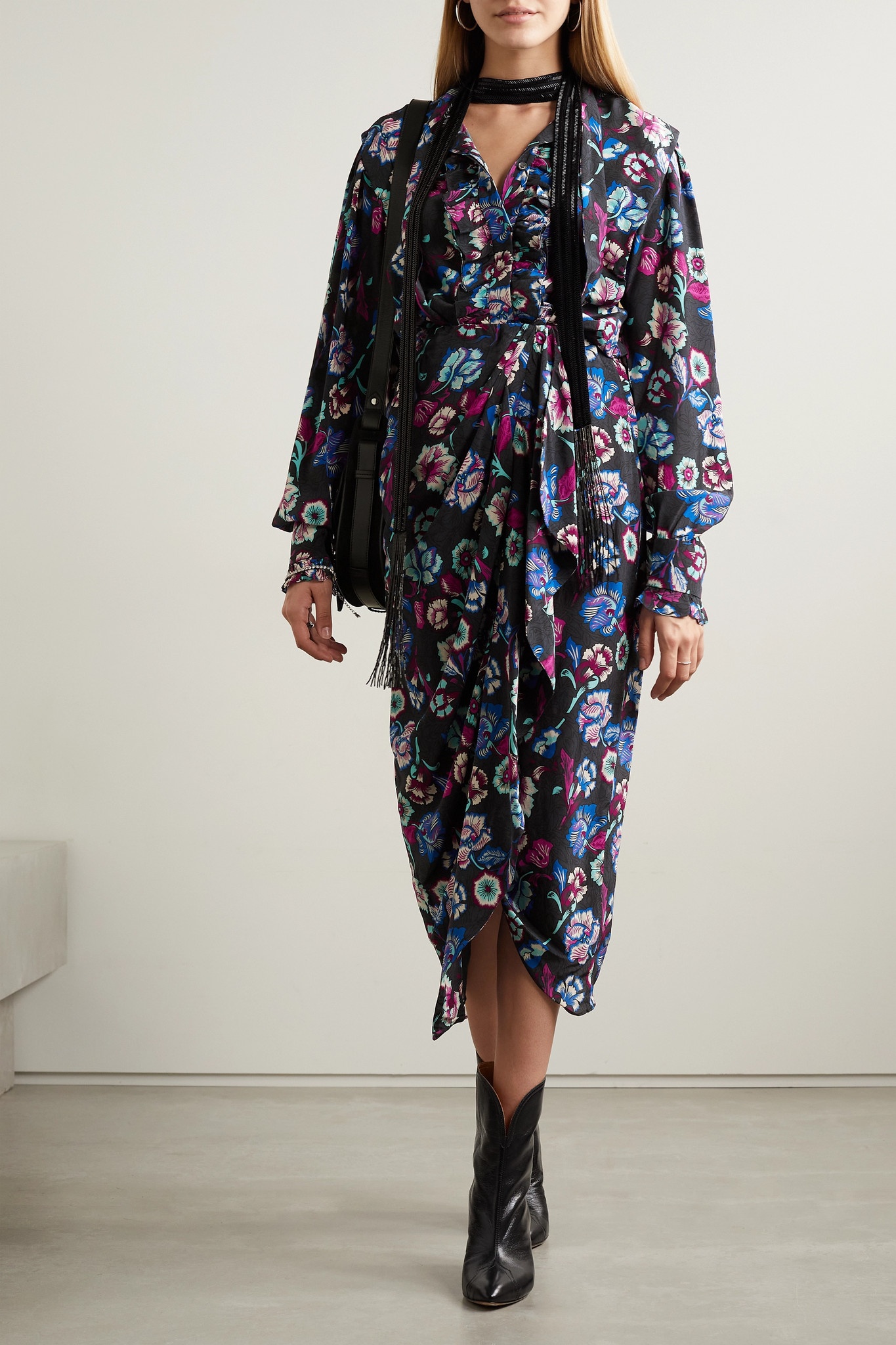 Vanessa ruffled floral-print silk crepe de chine shirt - 2