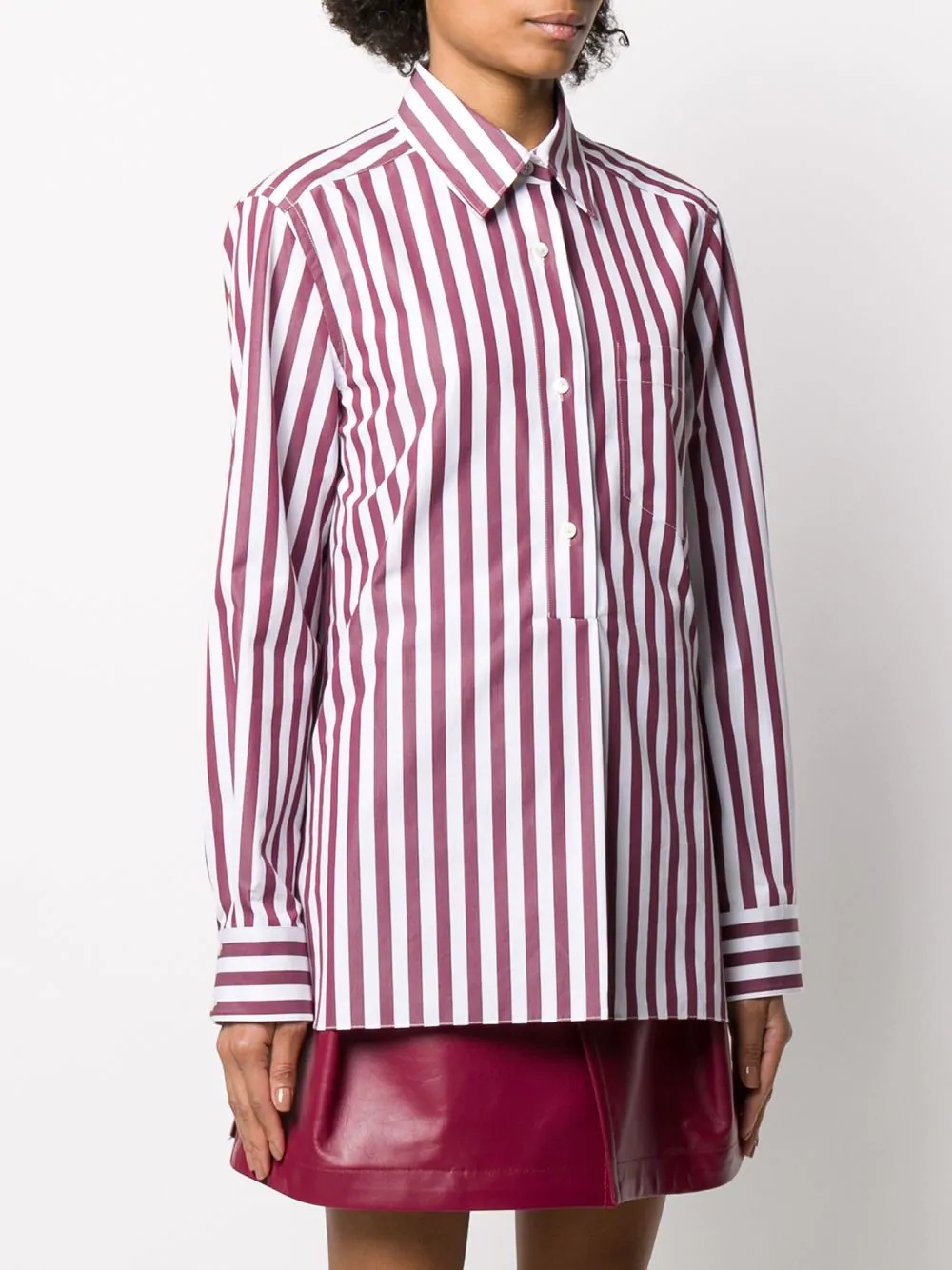 stripe pattern button up shirt - 3