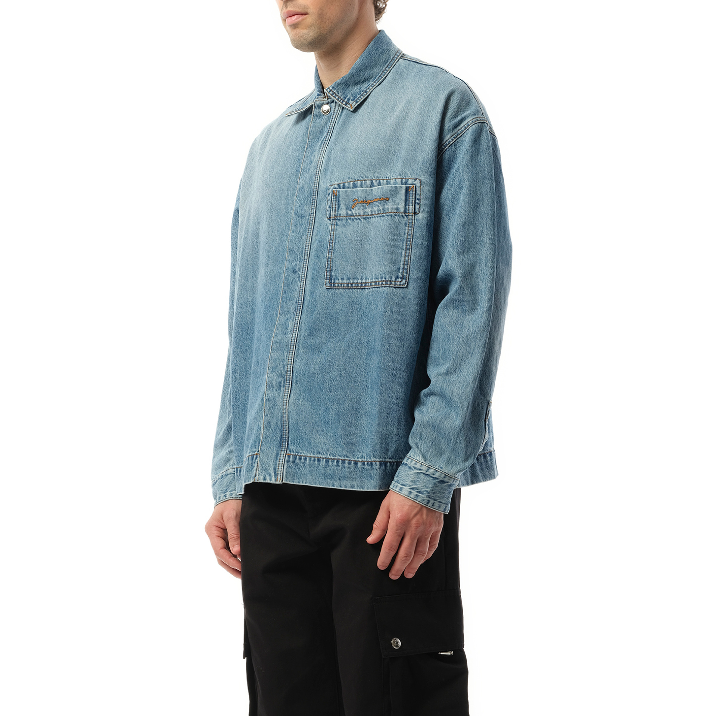 La Chemise Denim in Blue/Tabac - 5