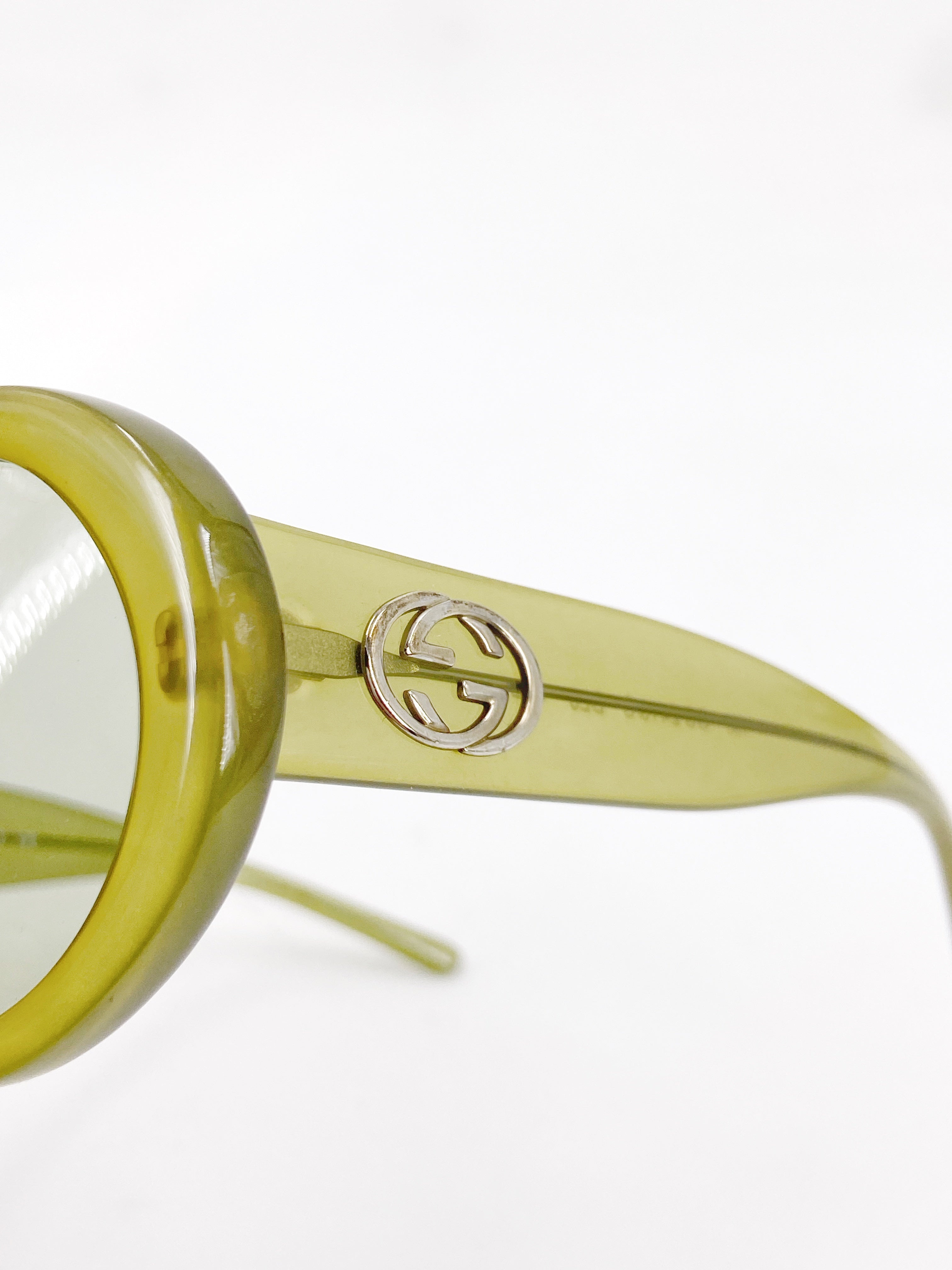 Gucci Fall 1995 Tom Ford Olive Green Oversized Oval Sunglasses - 4