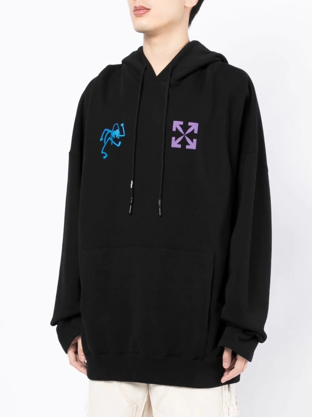 Arrows-print elongated hoodie - 3