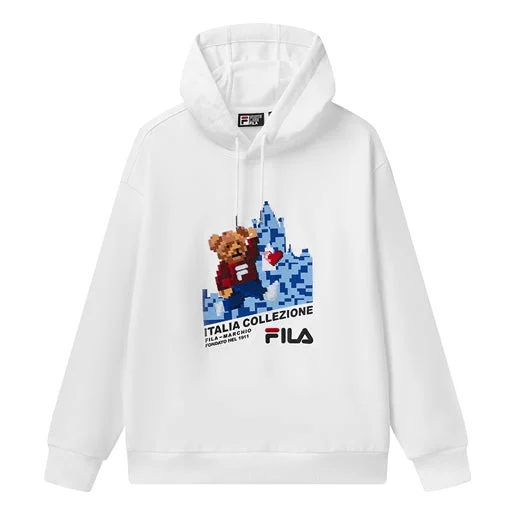 FILA Loose Sports Pullover hooded Long Sleeves White F11M118259F-WT - 1