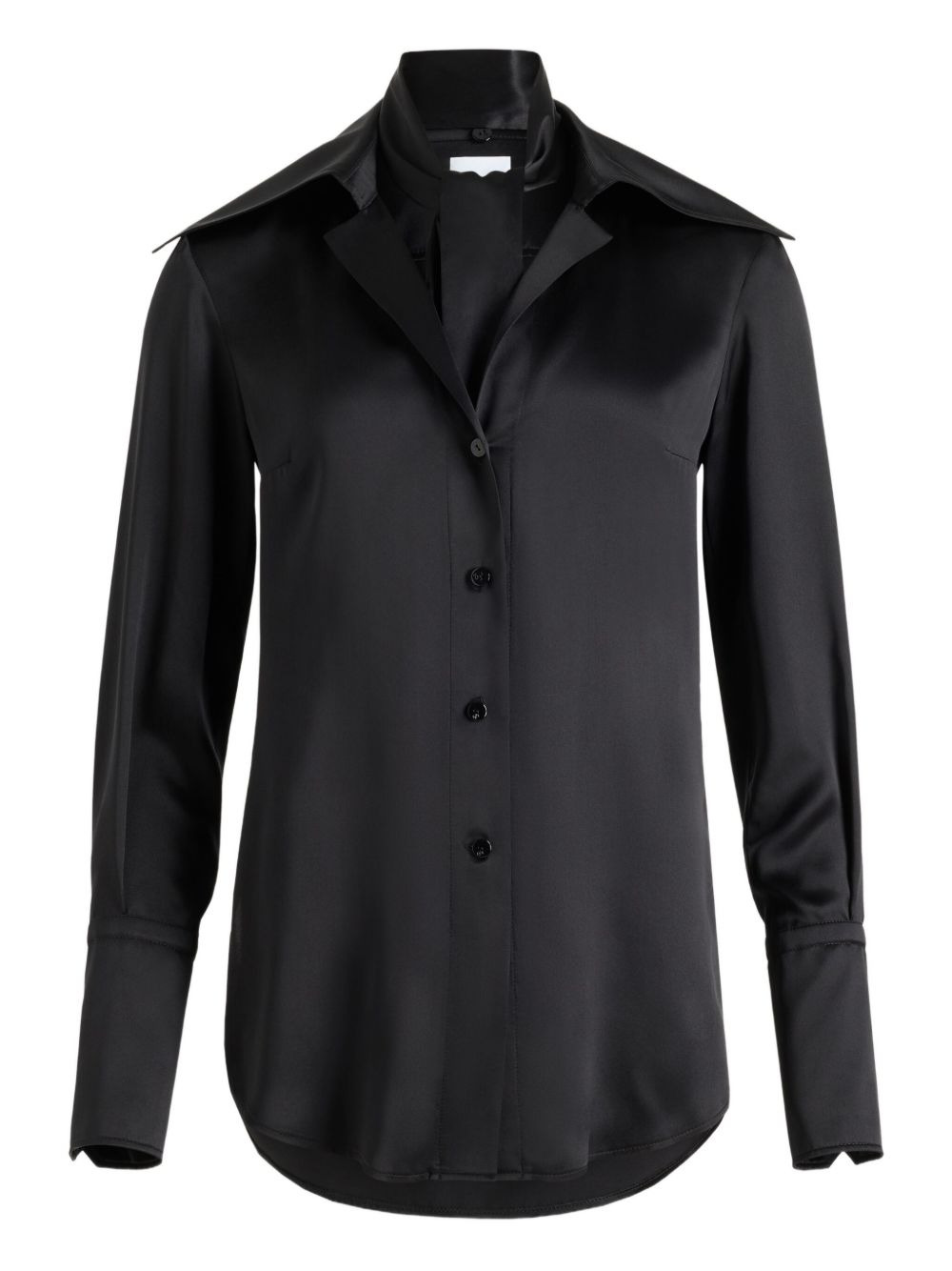 wide-collar silk blouse - 6