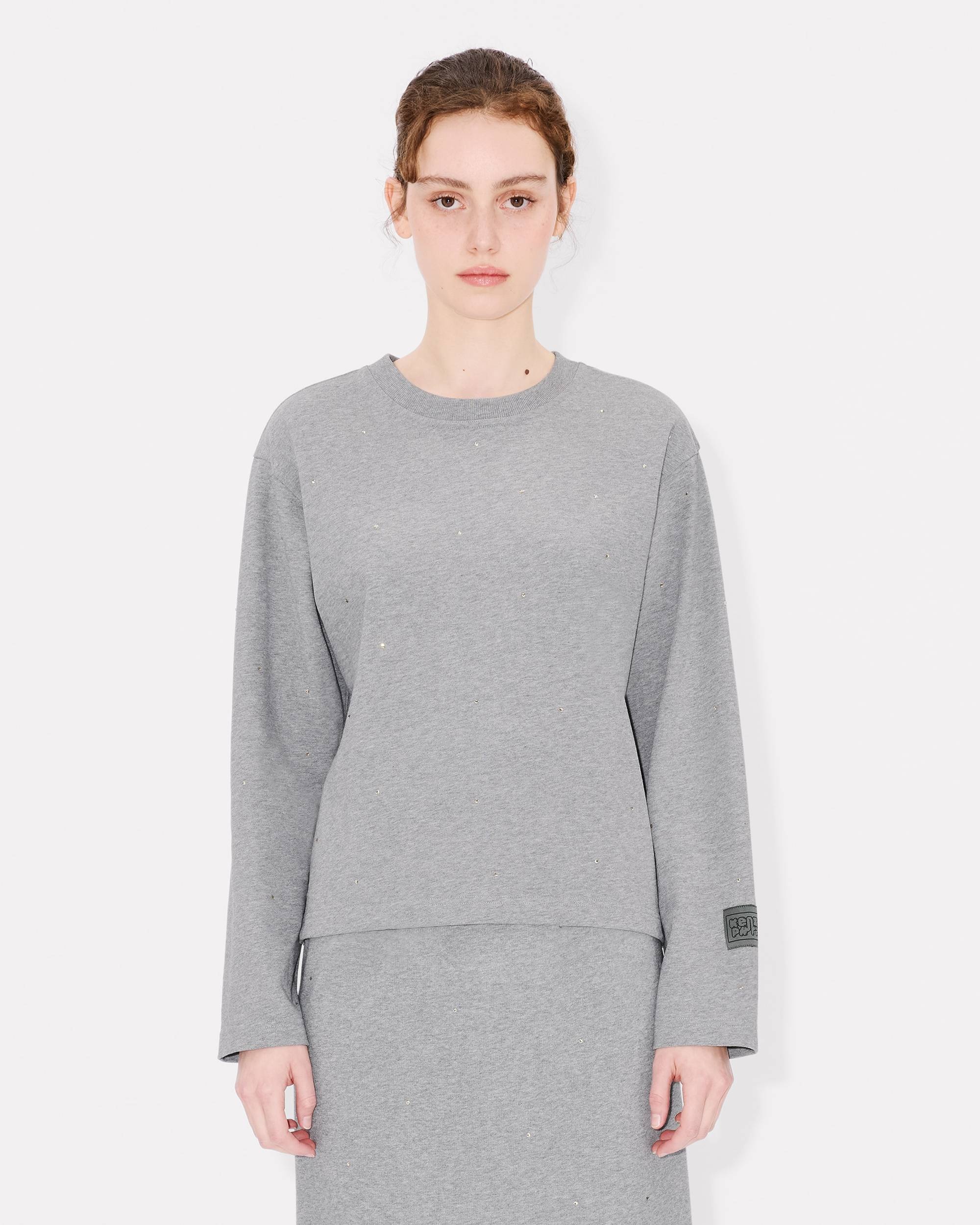 'KENZO Elephant Logo' strass embroidered long sleeve T-shirt - 3
