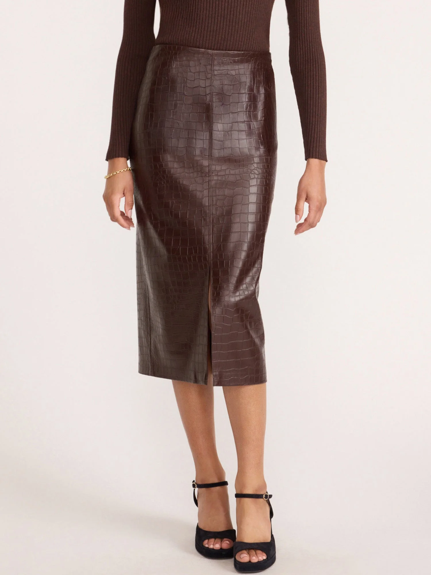 The Esme Croco Embossed Skirt - 1