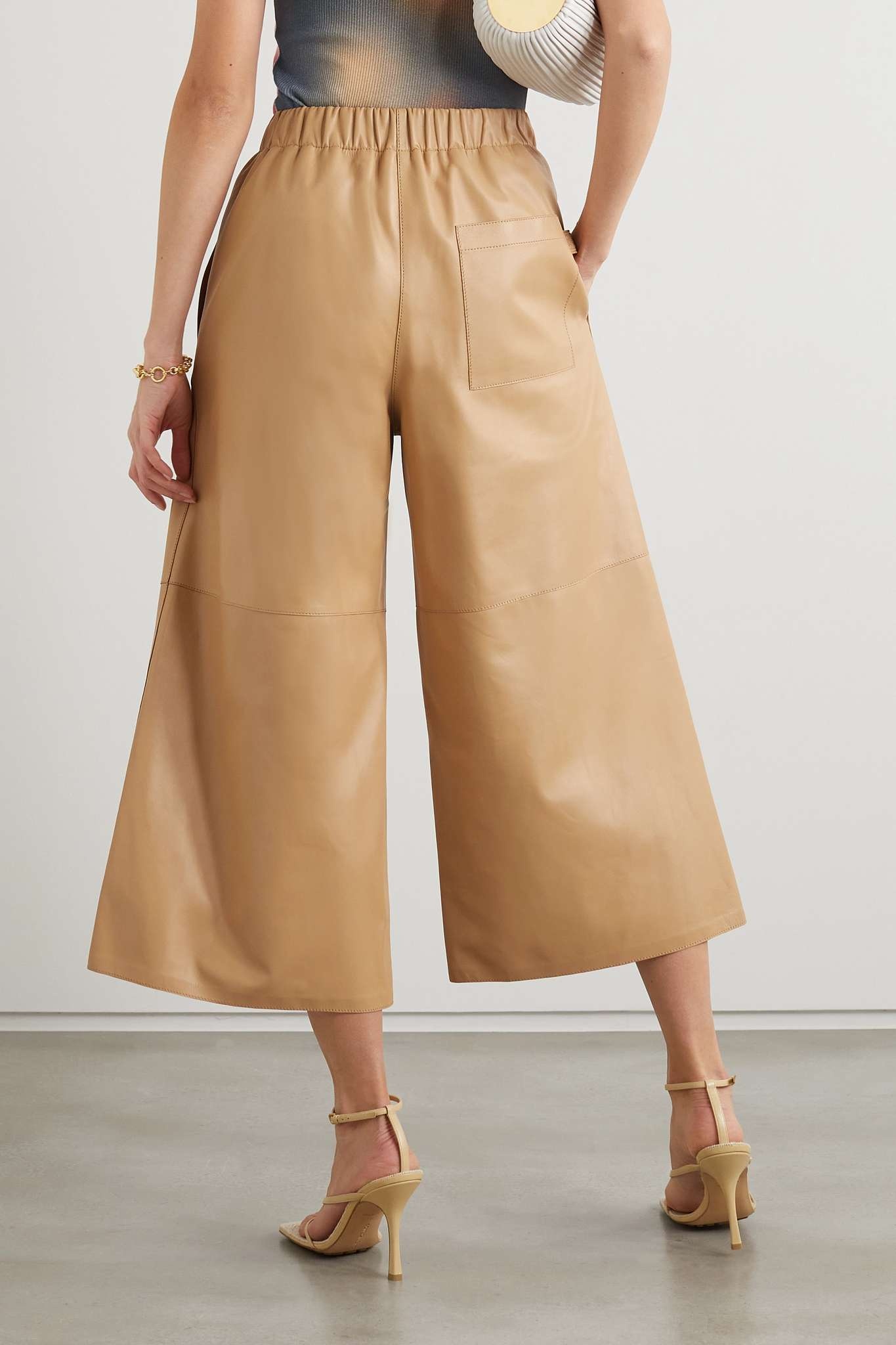 Cropped leather wide-leg pants - 3