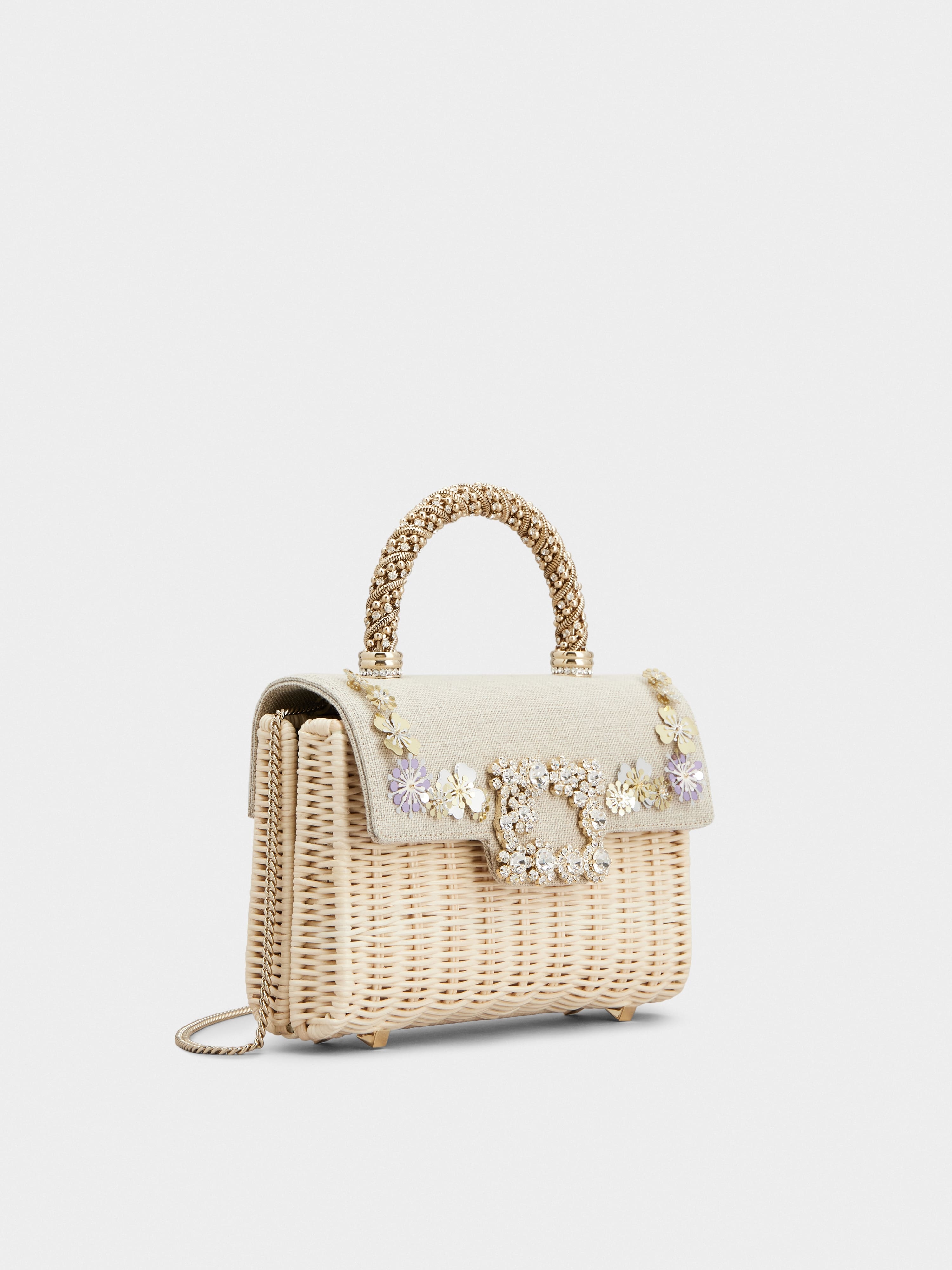 Jewel Efflorescence Mini Bag in linen and rattan - 3