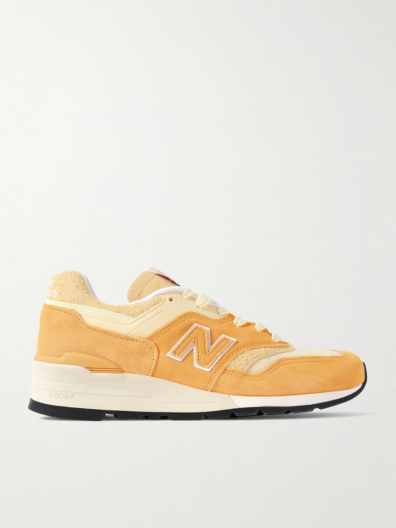 997 Mesh And Leather-trimmed Suede Sneakers 1