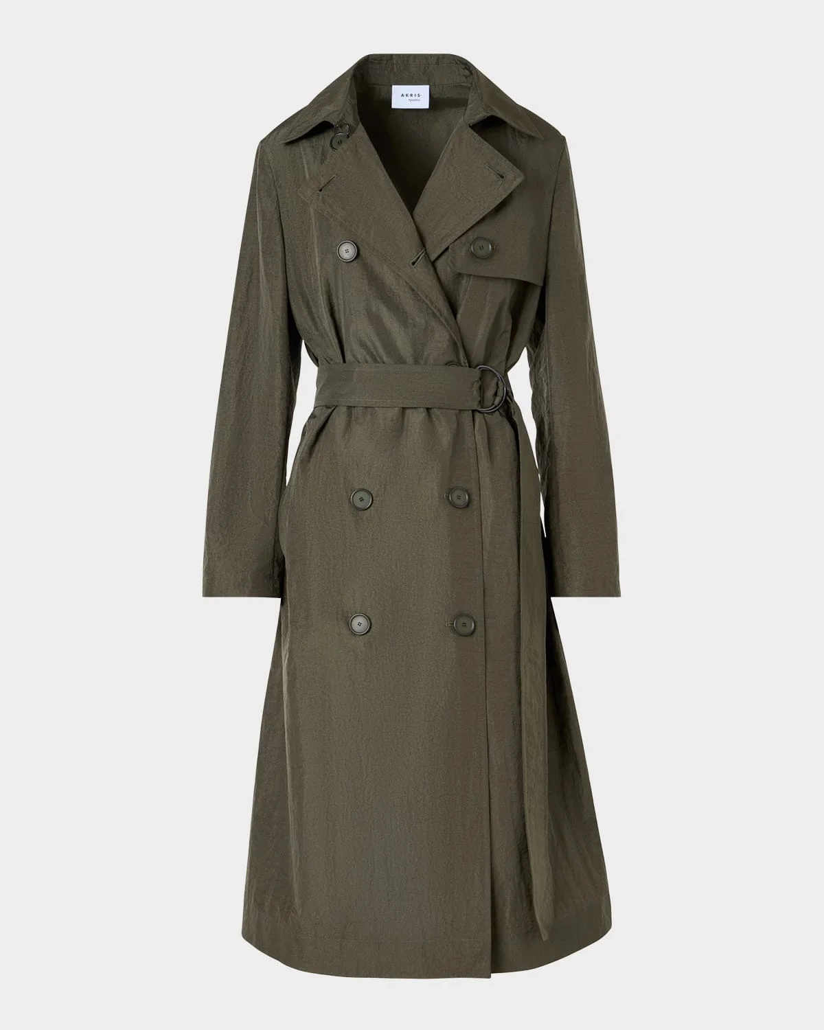 Double-Breasted Crinkled Parachute Taffeta Belted Trench Coat - 1