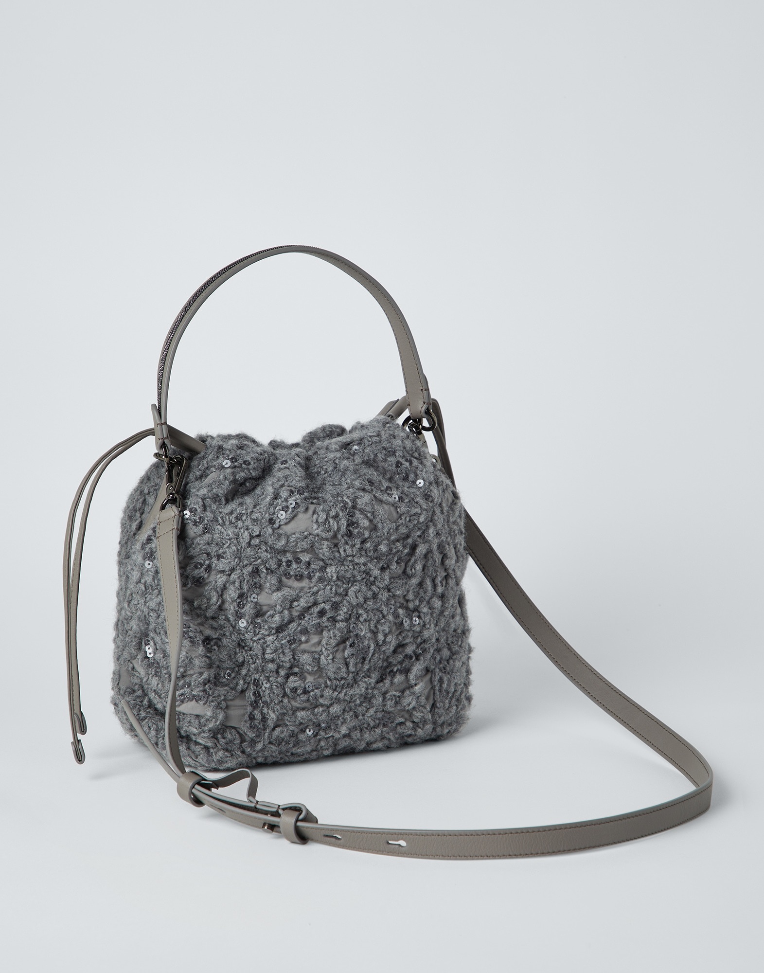 Dazzling flowers embroidery bag with shiny handle - 2