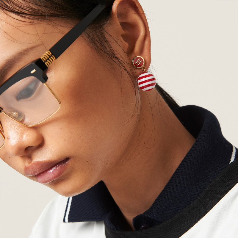 Miu Miu Metal and pearl earrings outlook