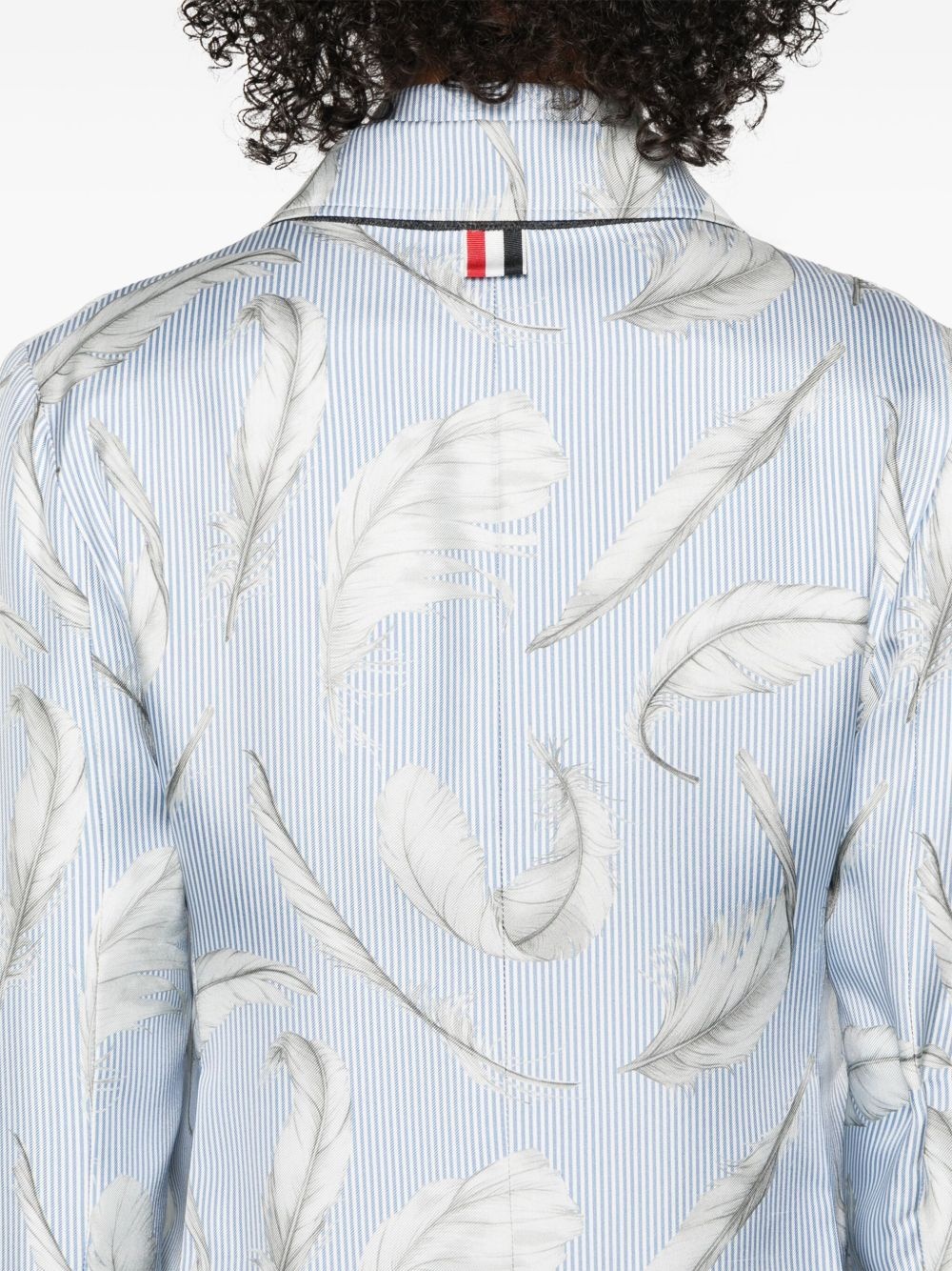 feather-print silk blazer - 5