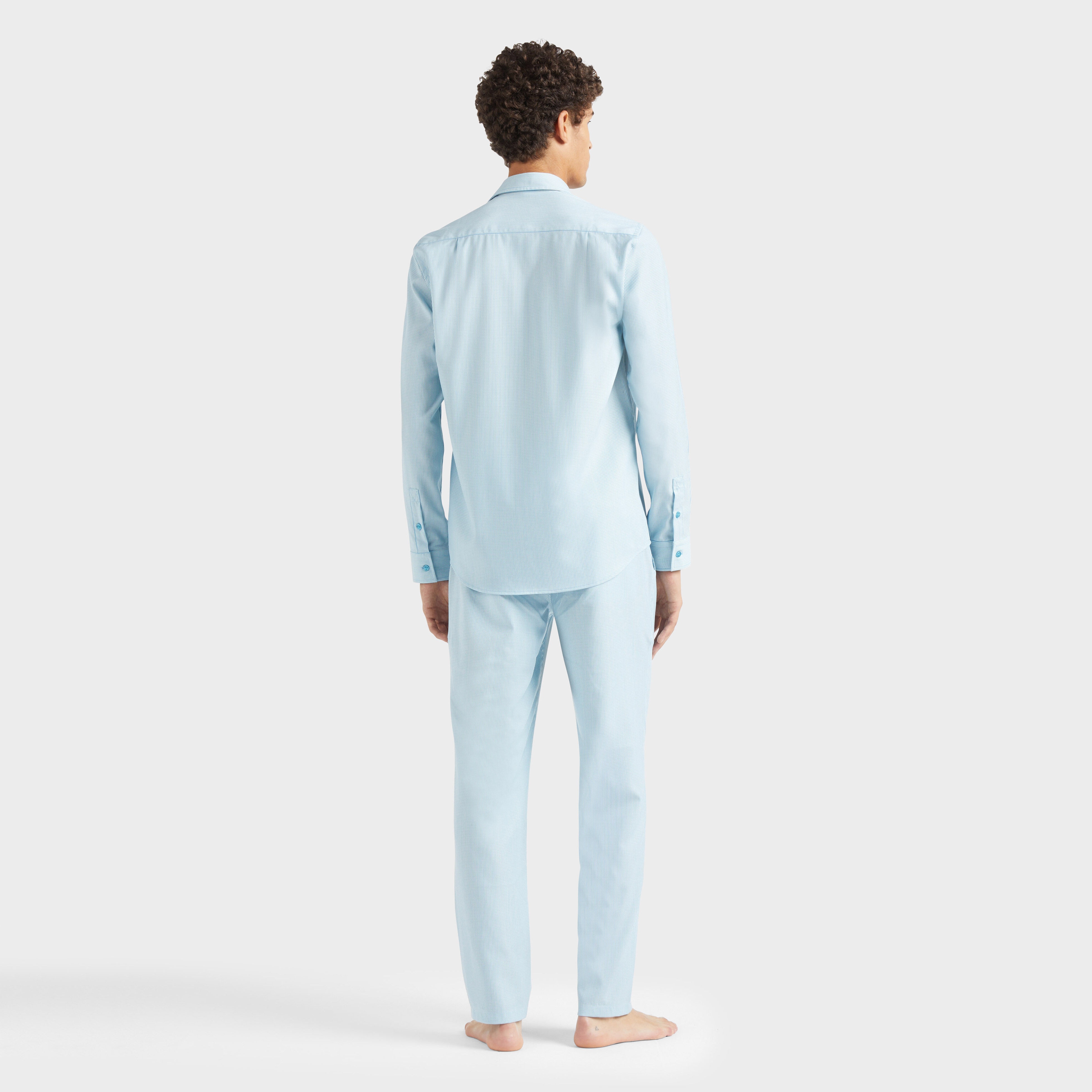 Men Wool Shirt Micro Rayures Tailoring - 4