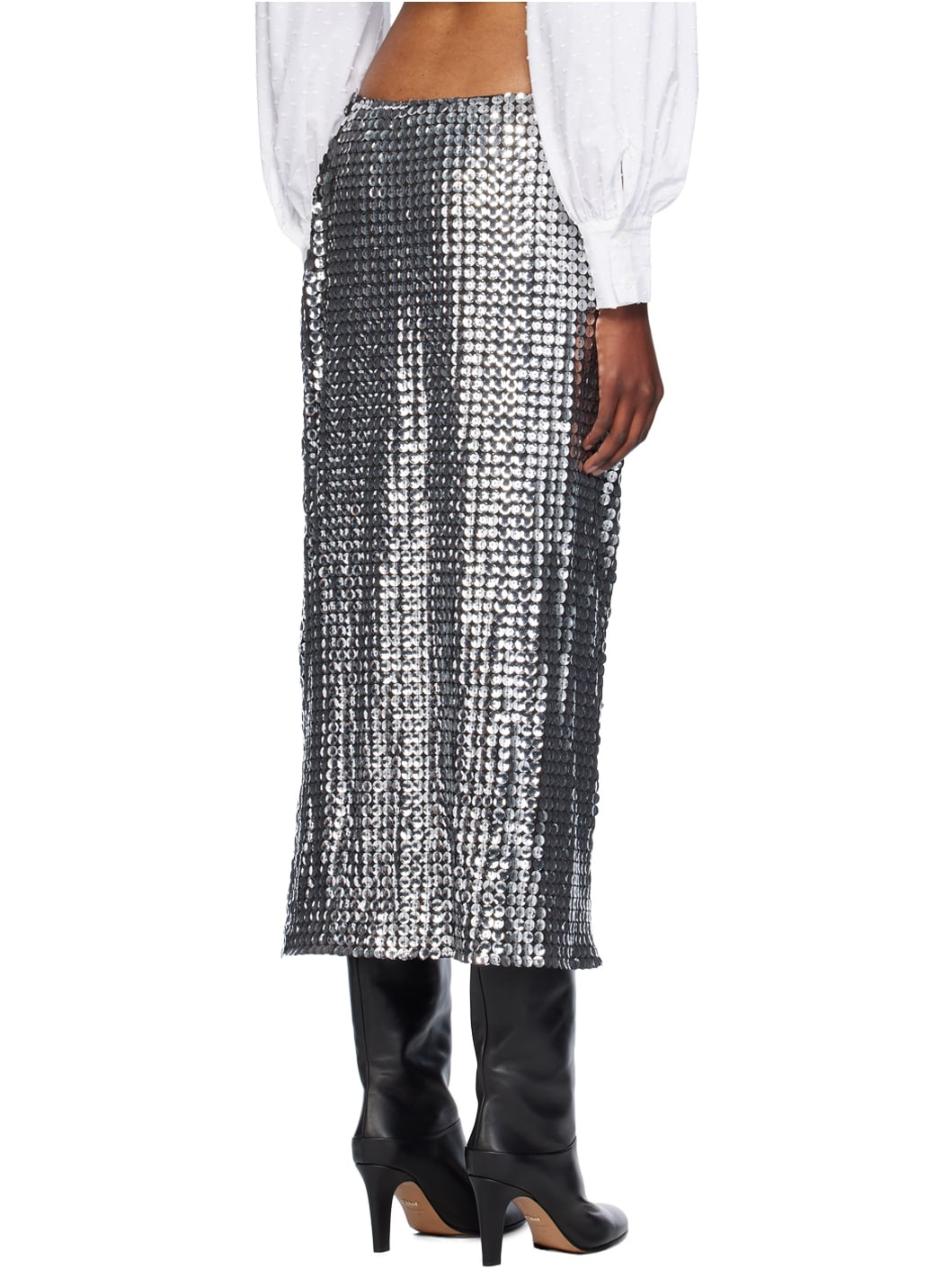 Silver Ruched Midi Skirt - 3