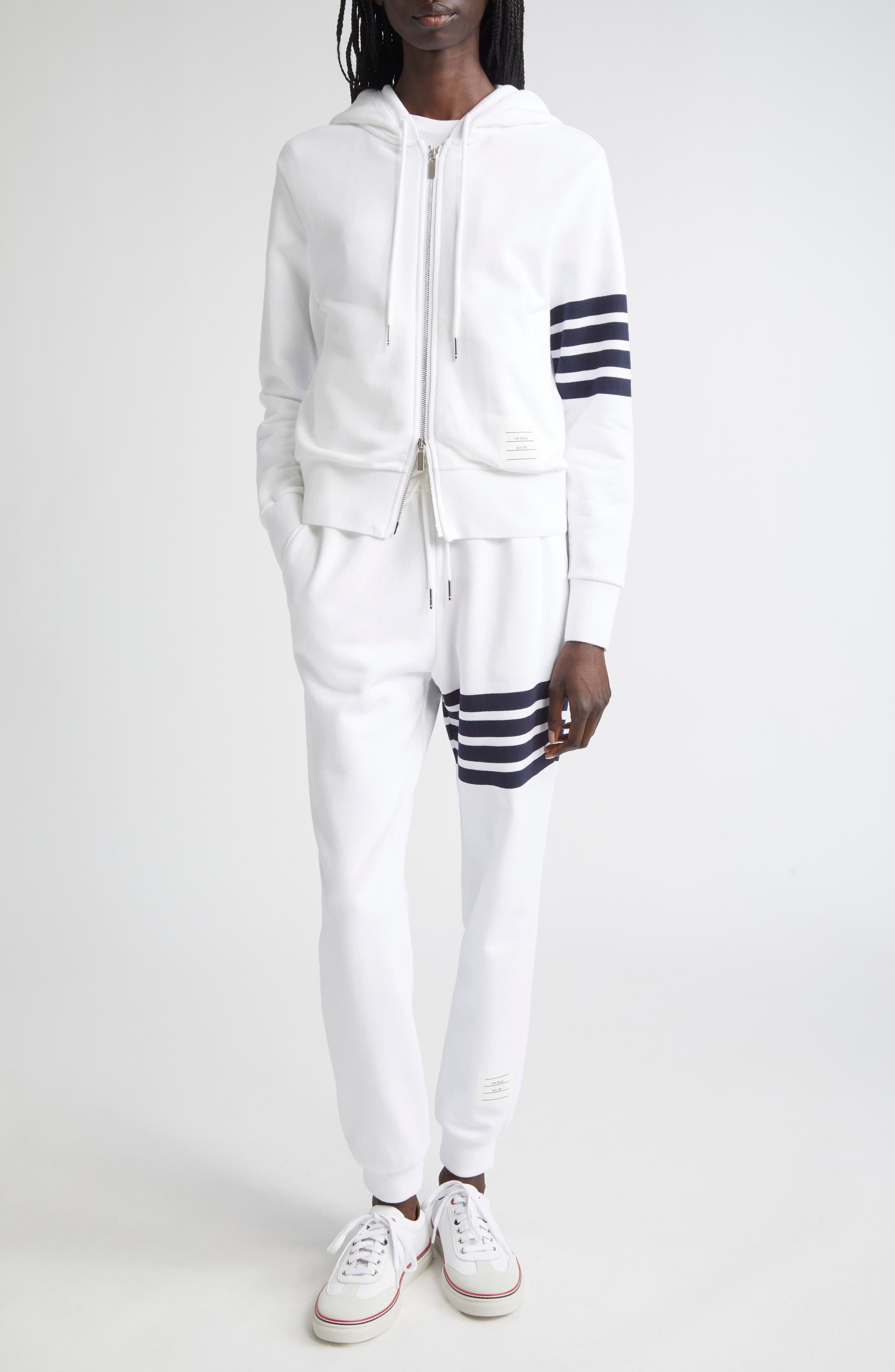 Thom Browne Classic 4-Bar Cotton French Terry Joggers in White /Navy at Nordstrom - 2