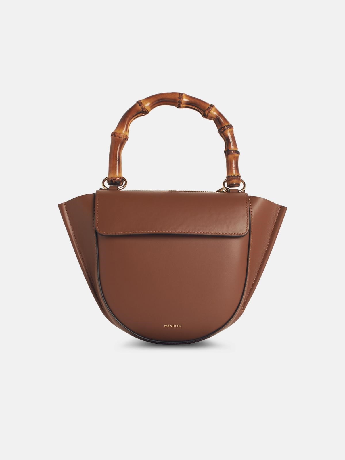 BROWN LEATHER 'HORTENSIA' MINI BAG - 1