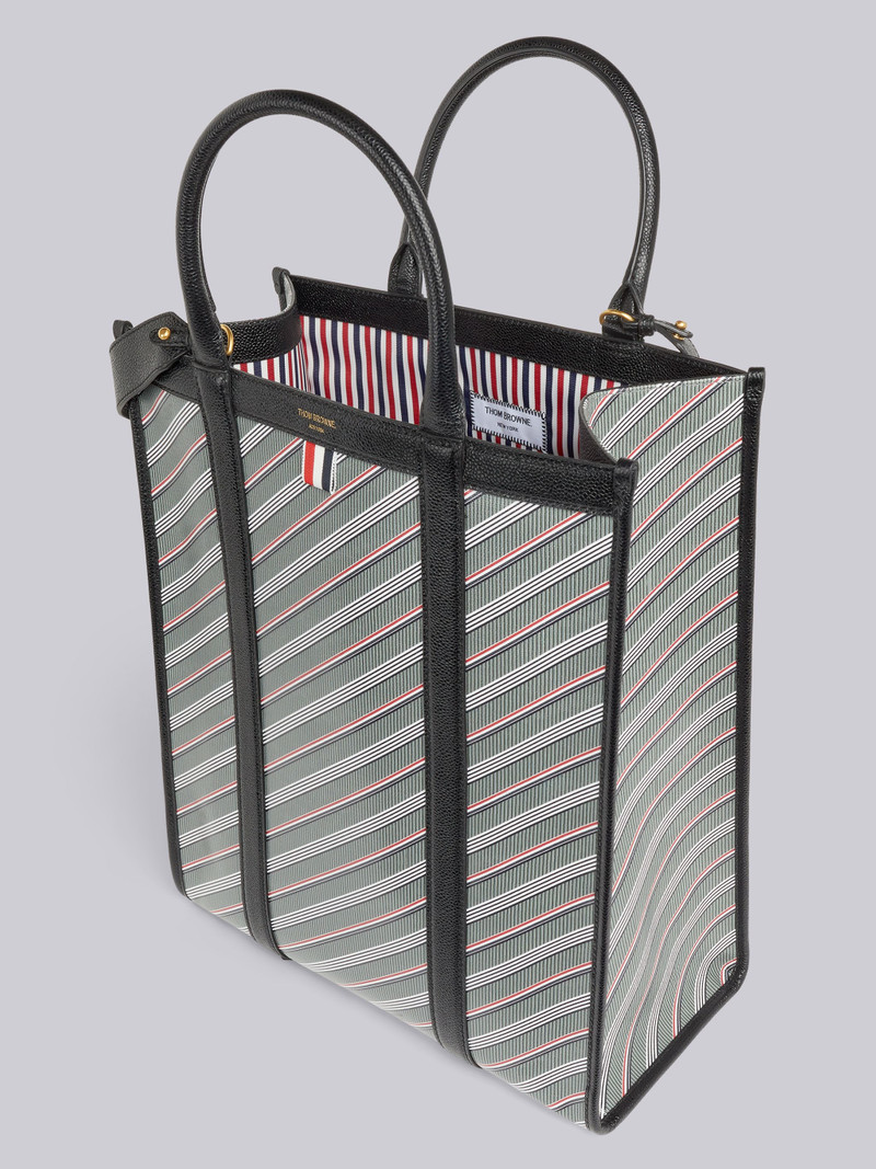 Medium Grey Monogram Coated Canvas Shoulder Strap Vertical Squared Tote 5