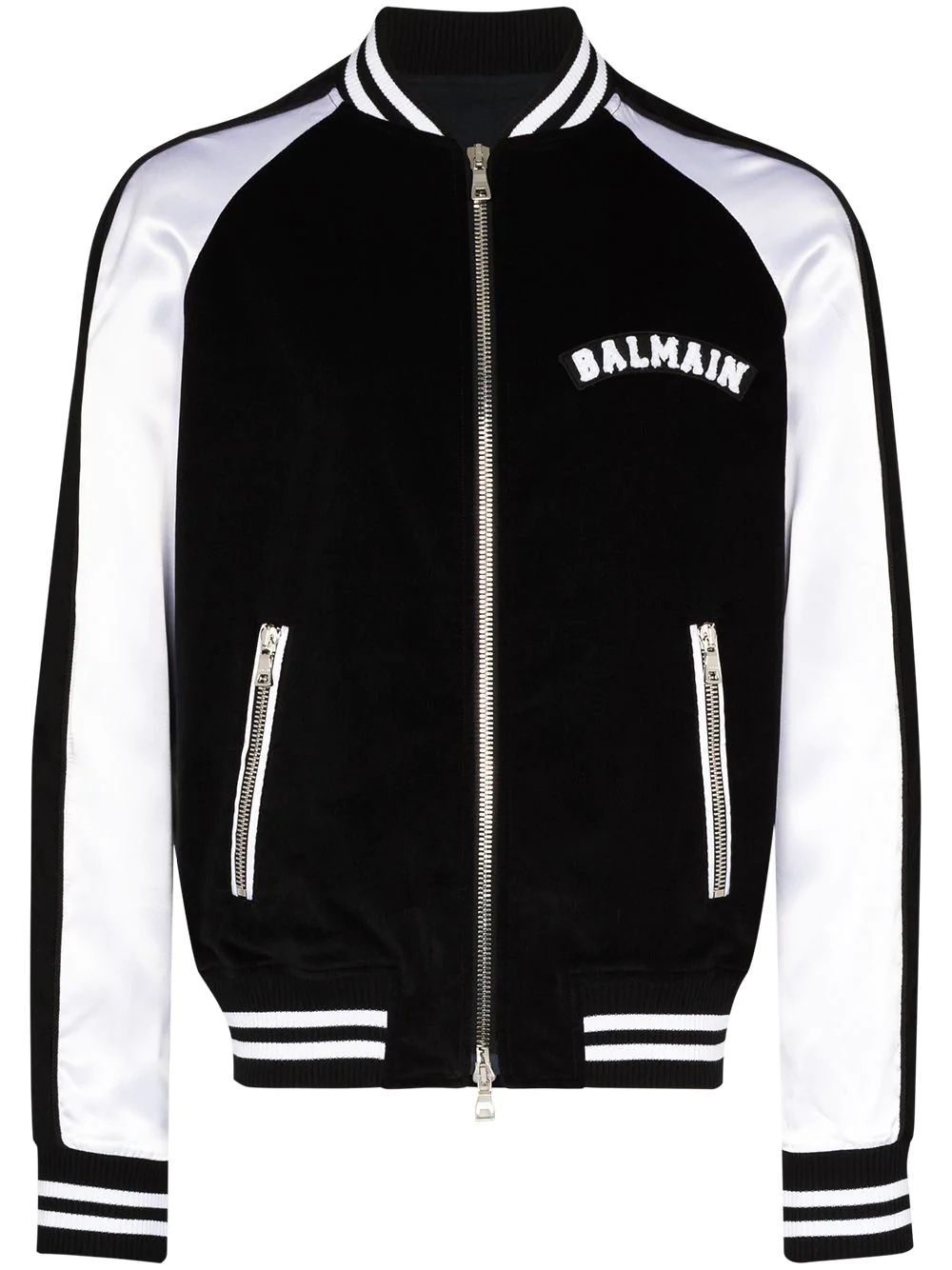 logo-appliqued bomber jacket - 1