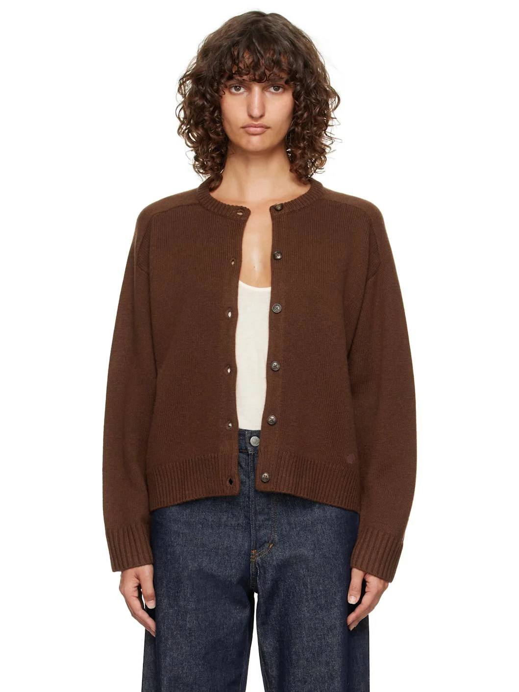 Brown Aidar LDS Cashmere Blend Cardigan - 1
