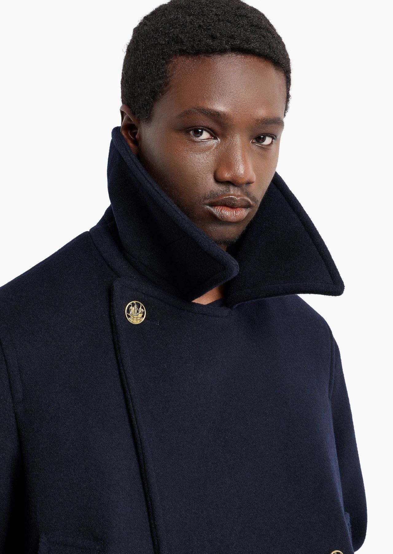 Double-breasted, wool cloth coat with gold buttons - 5