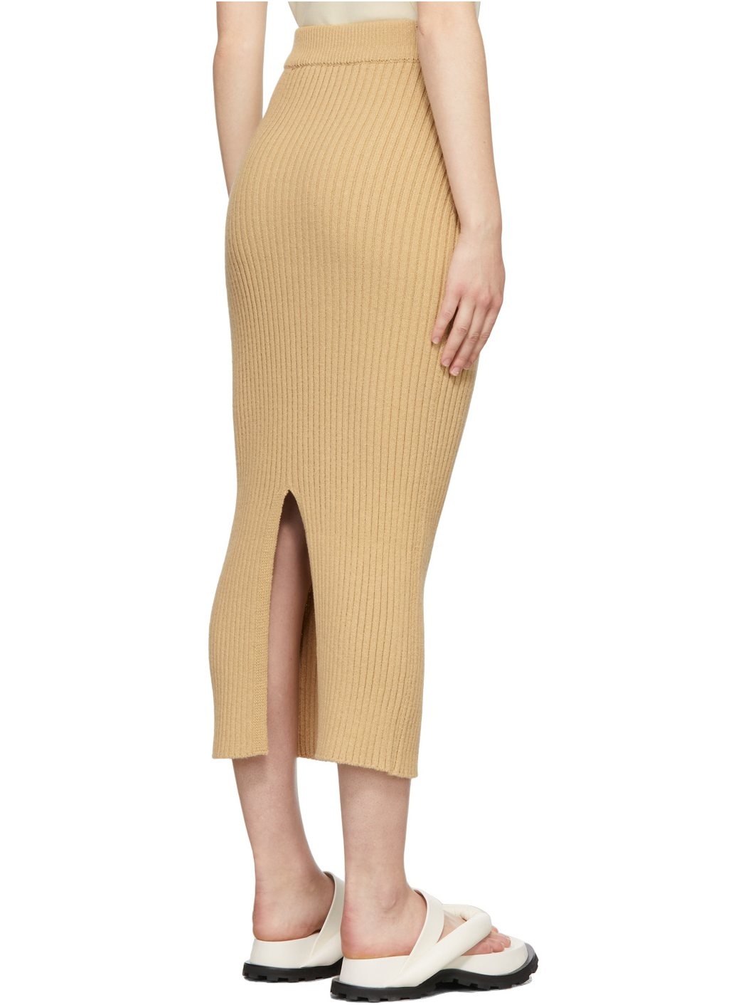 Beige Knit Long Skirt - 3