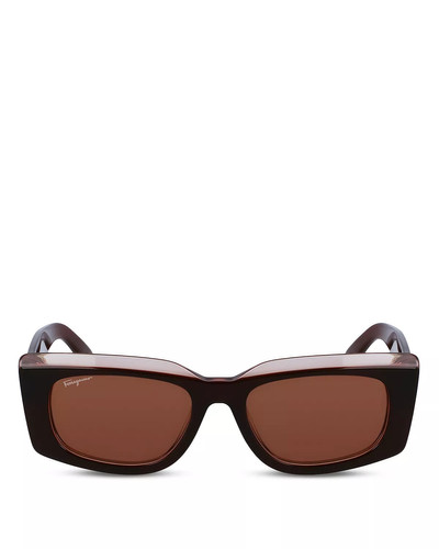 FERRAGAMO Block Rectangular Sunglasses, 54mm outlook