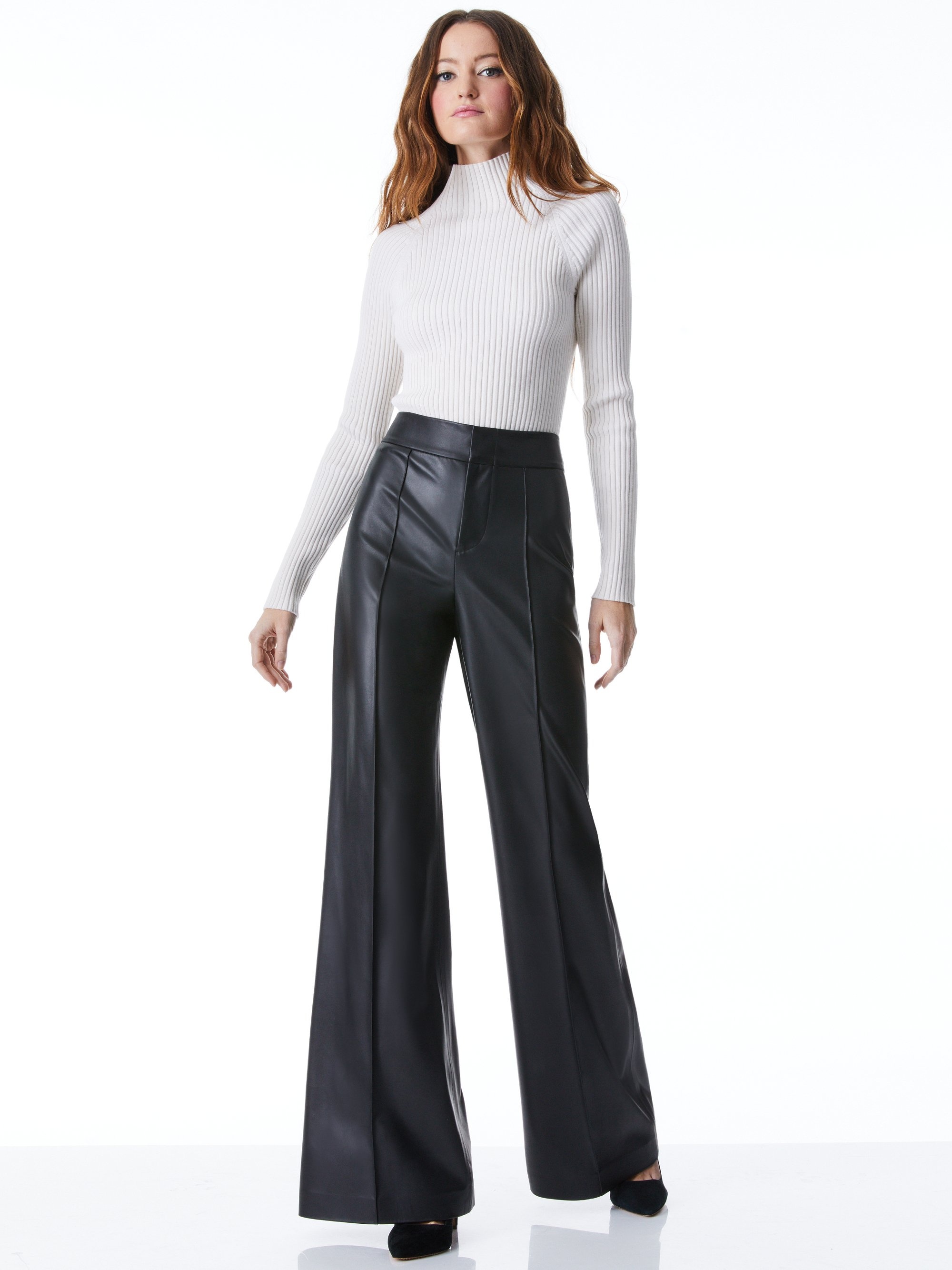 DYLAN VEGAN LEATHER WIDE LEG PANT - 6