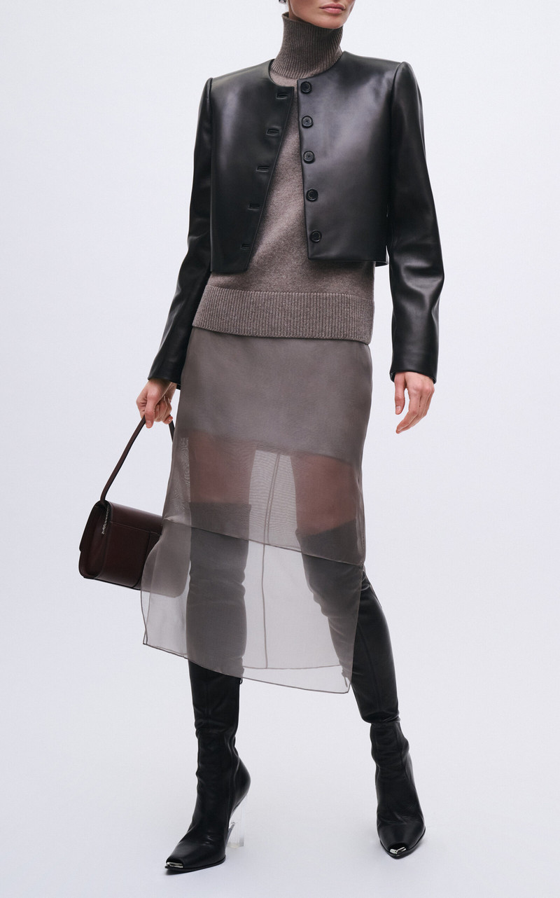 BRANDON MAXWELL The Bruno High-Neck Wool-Cashmere Top neutral outlook