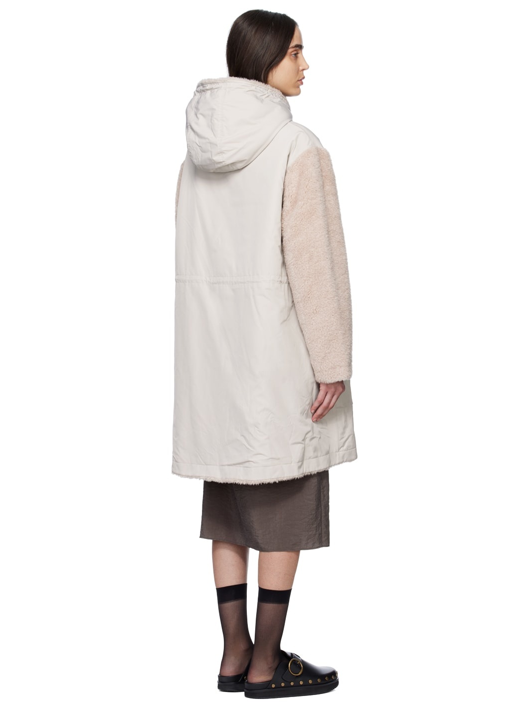 Beige Paneled Reversible Coat - 3