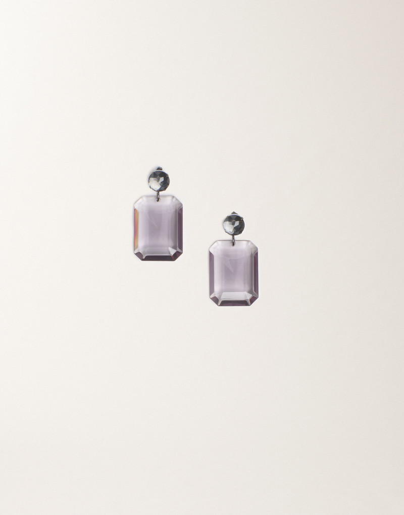 Rectangular earrings in plexiglass and filo diamante 1