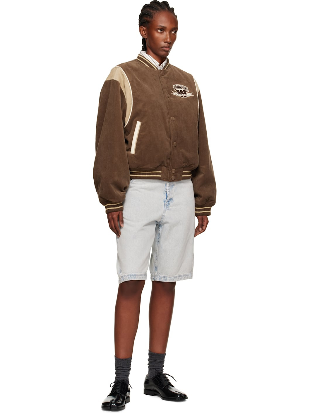 Brown College Corduroy Varsity Jacket - 4