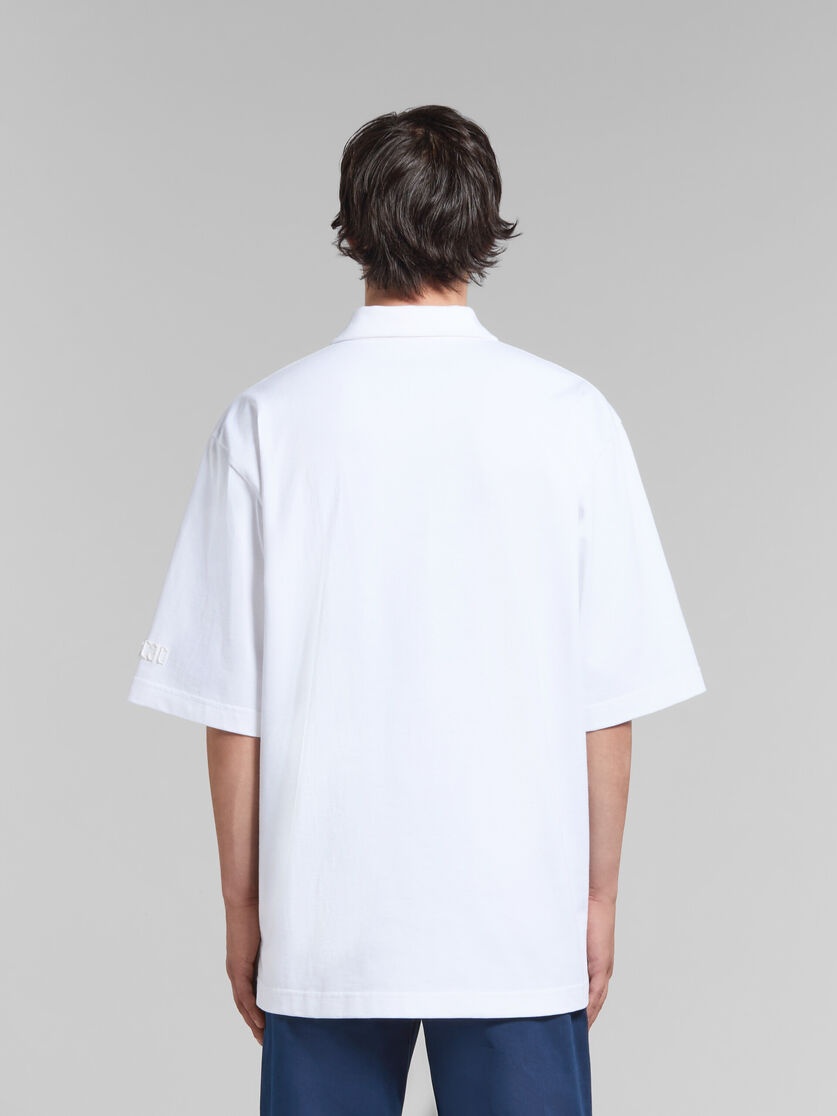 WHITE BIO COTTON OVERSIZED POLO SHIRT WITH MARNI PATCHES - 3