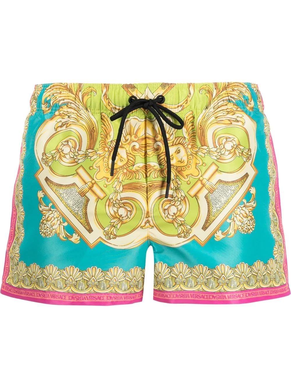 baroque-print drawstring swim shorts - 1