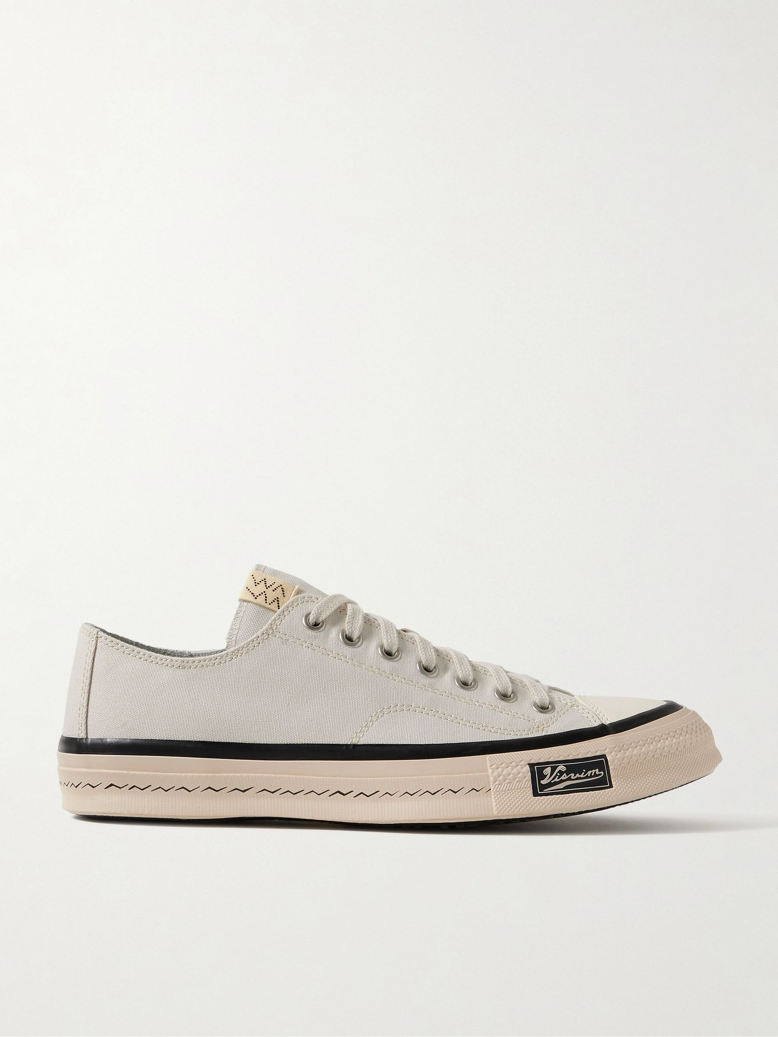 Skagway Lo Leather-Trimmed Canvas Sneakers Ivory - 1