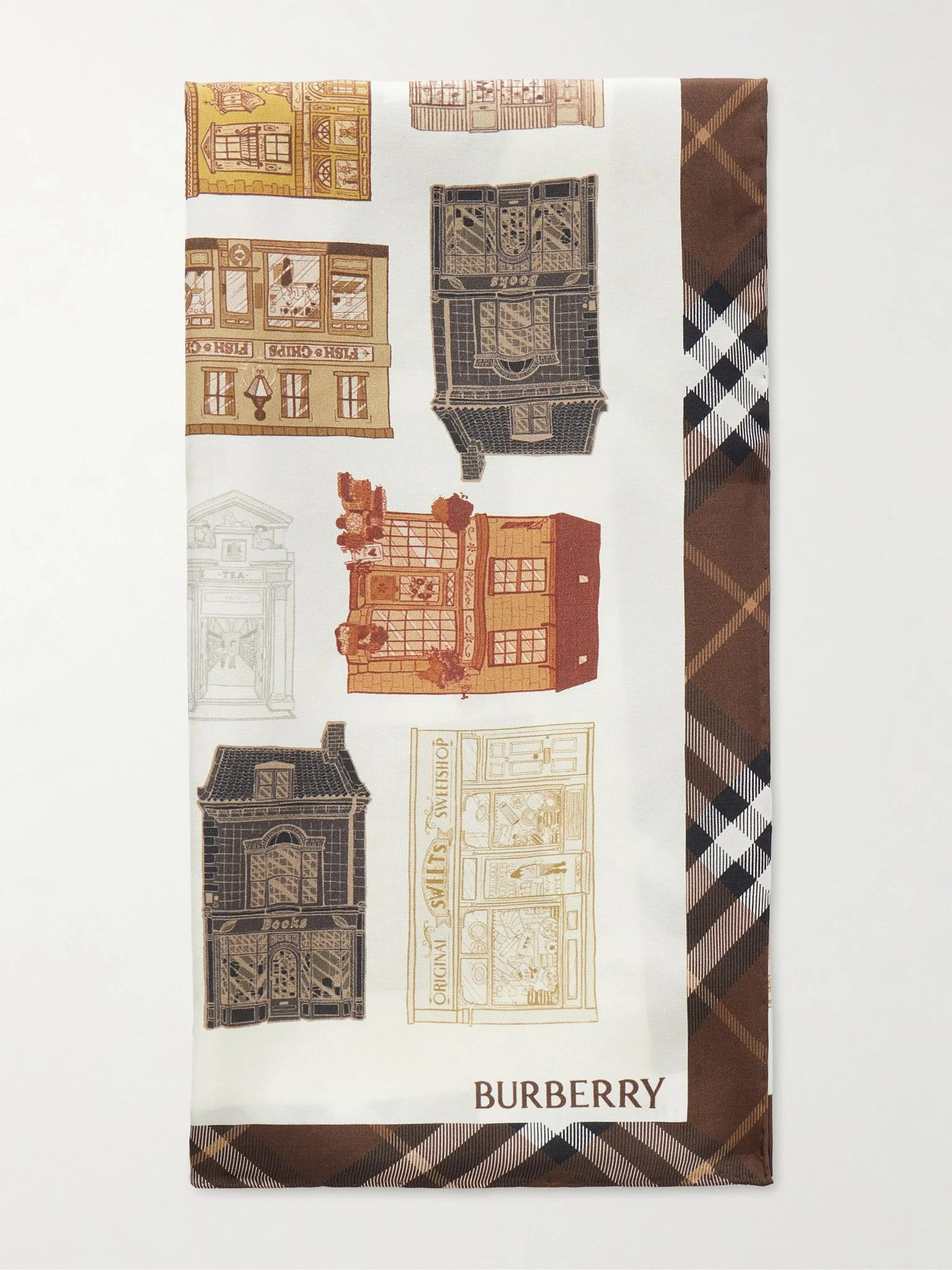 Printed silk-twill scarf Brown - 1