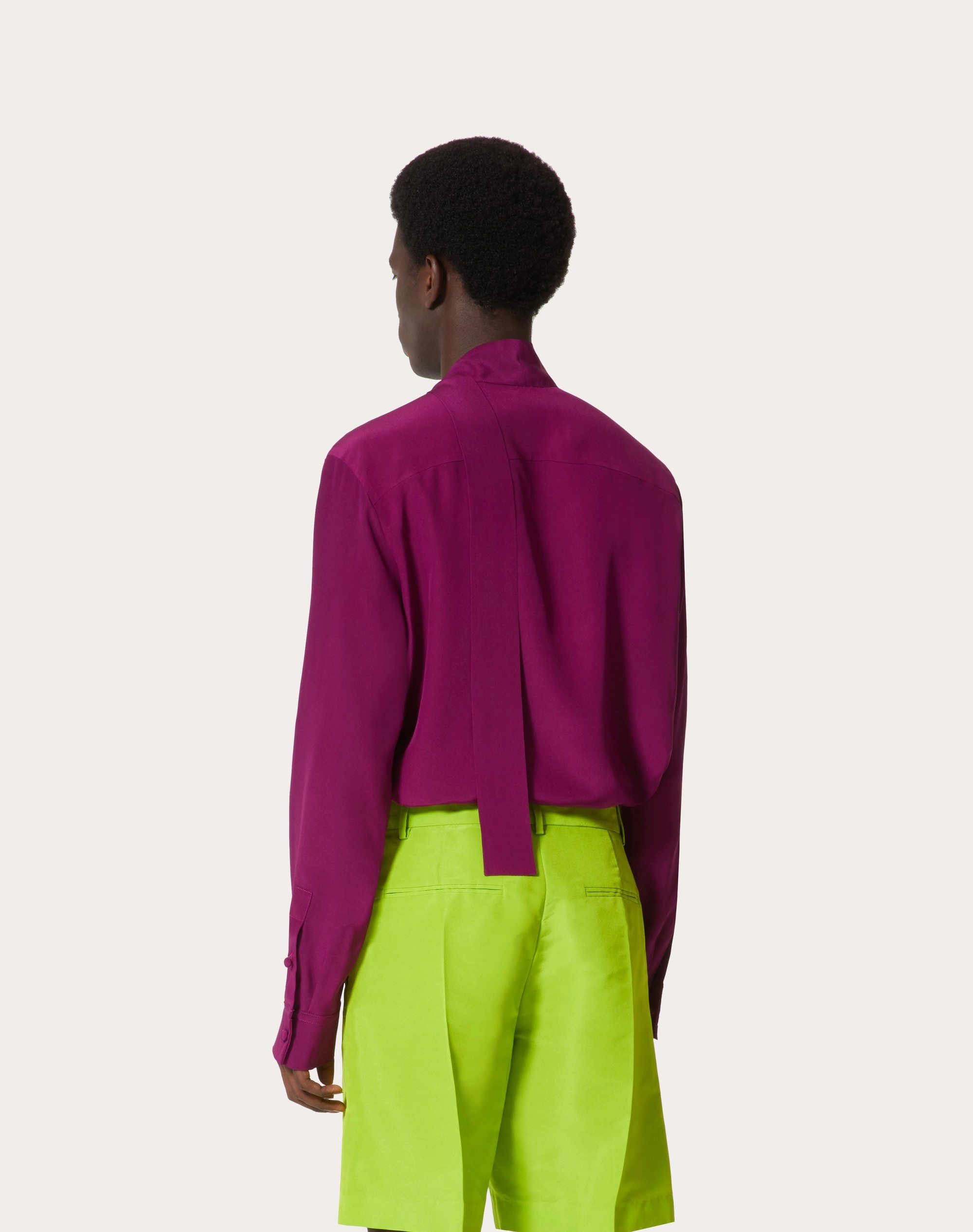 WASHED SILK SHIRT WITH NECK TIE - 4