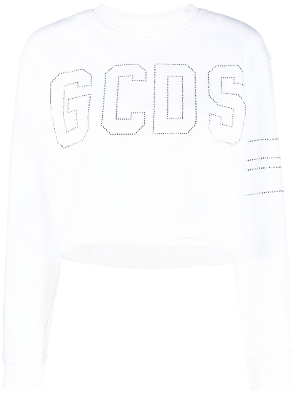 studded-logo cropped sweatshirt - 1