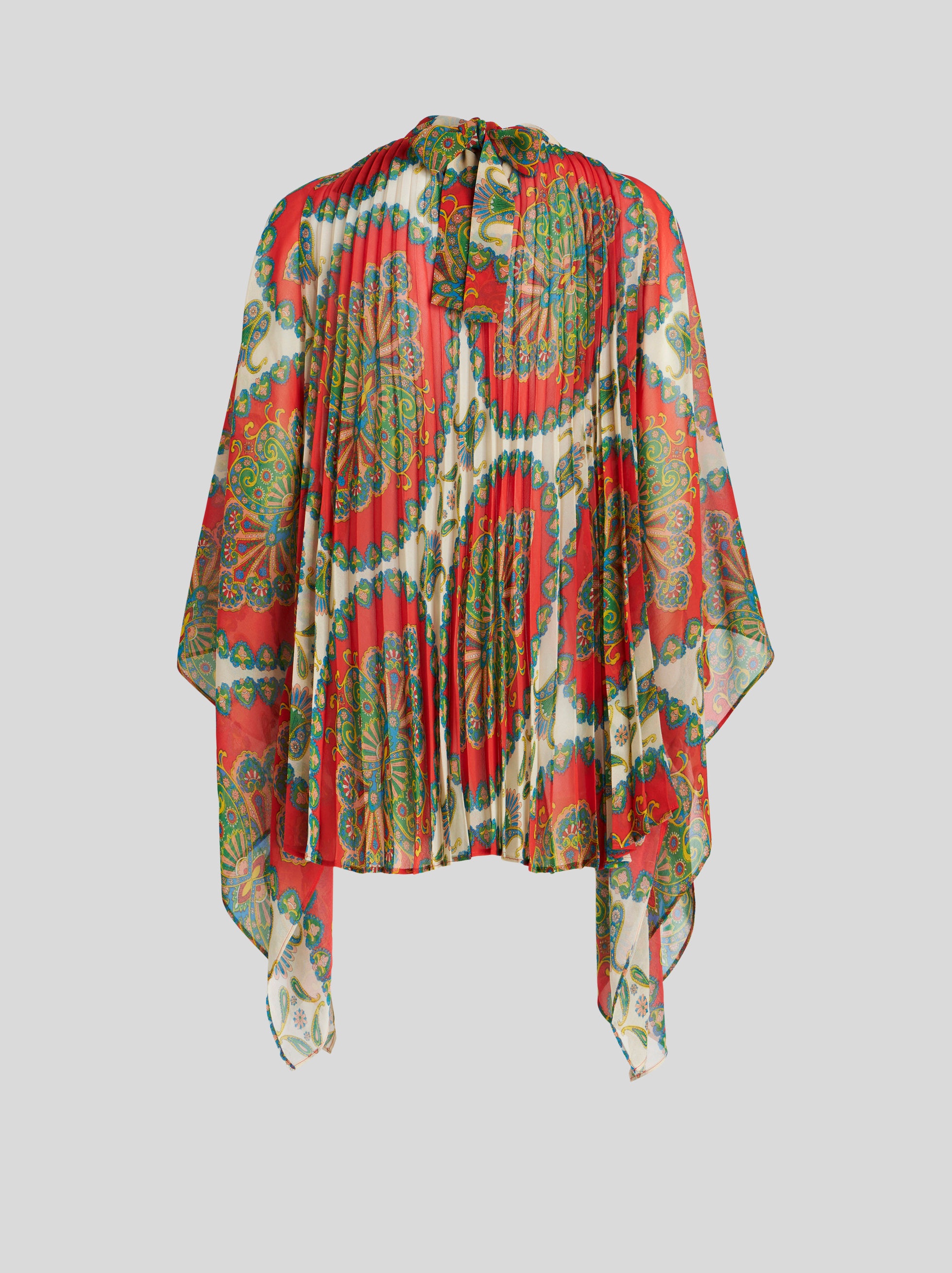 PLEATED PAISLEY PONCHO - 5