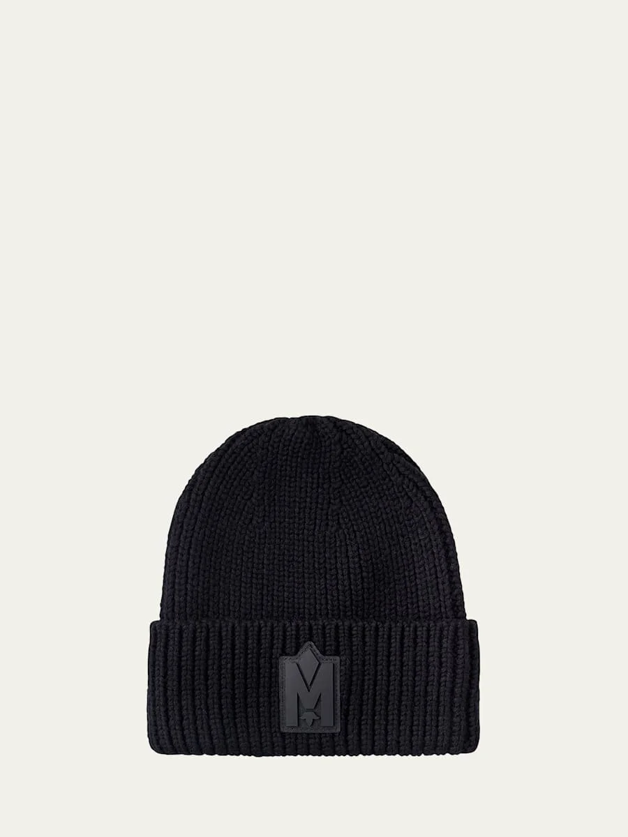 Jude Hand-Knit Logo Beanie with Ribbed Cuff - 1